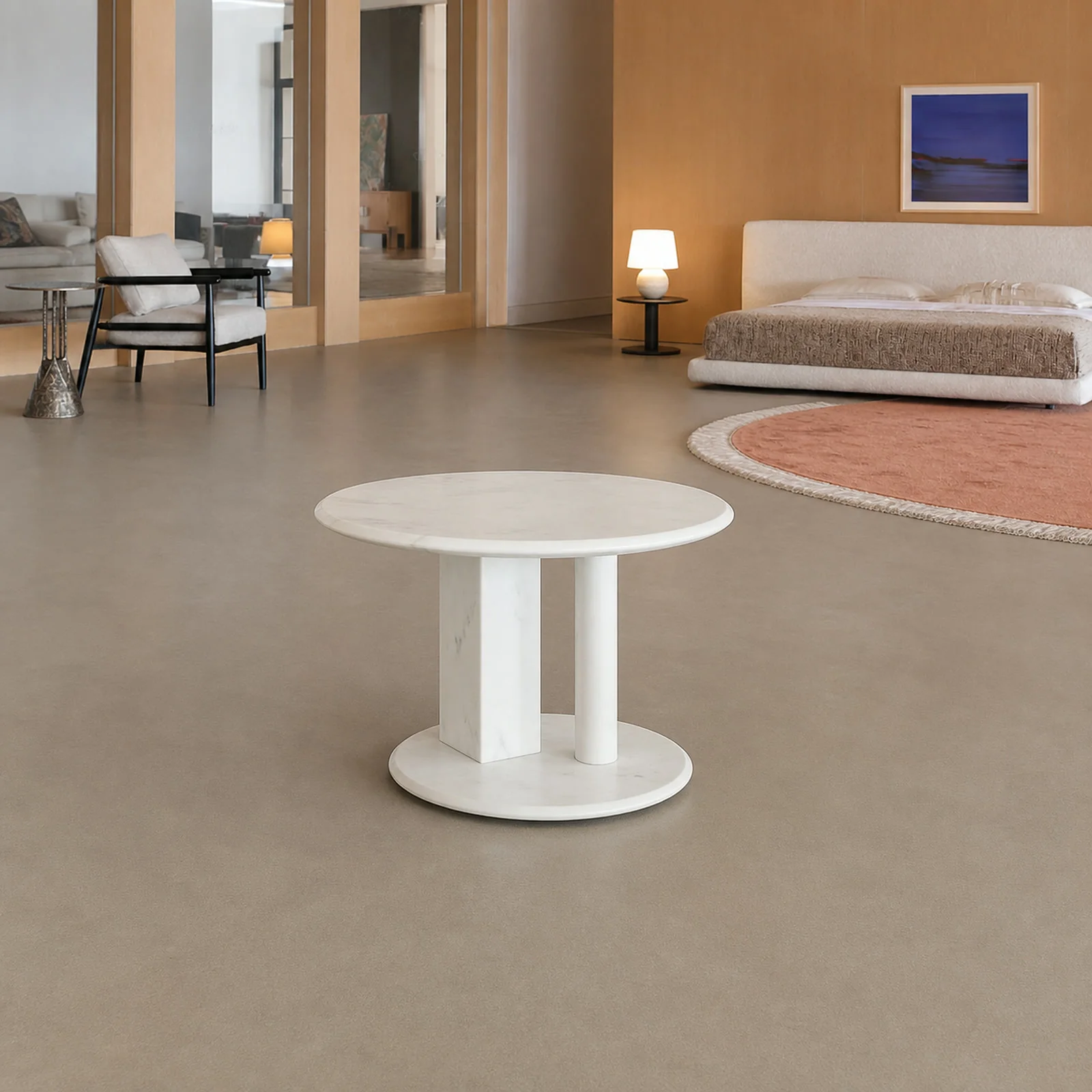 LC535 Side Table in a finished interior.