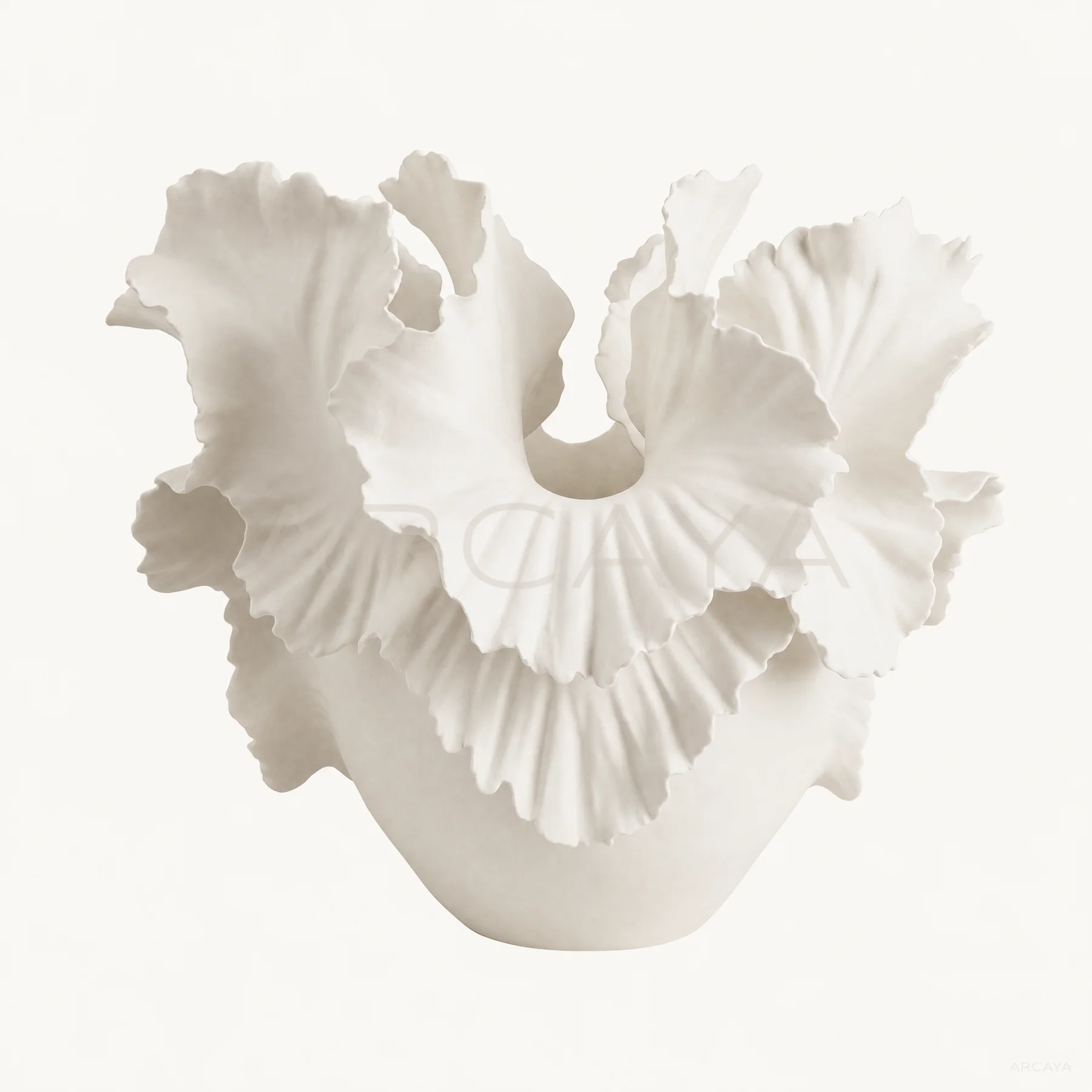 White Wavy Rim Vase — product view