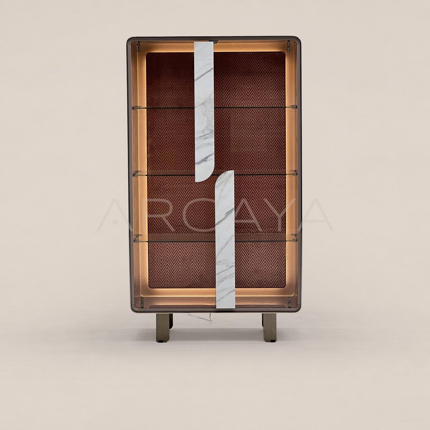 Curved Glass Lighted Display Cabinet - main