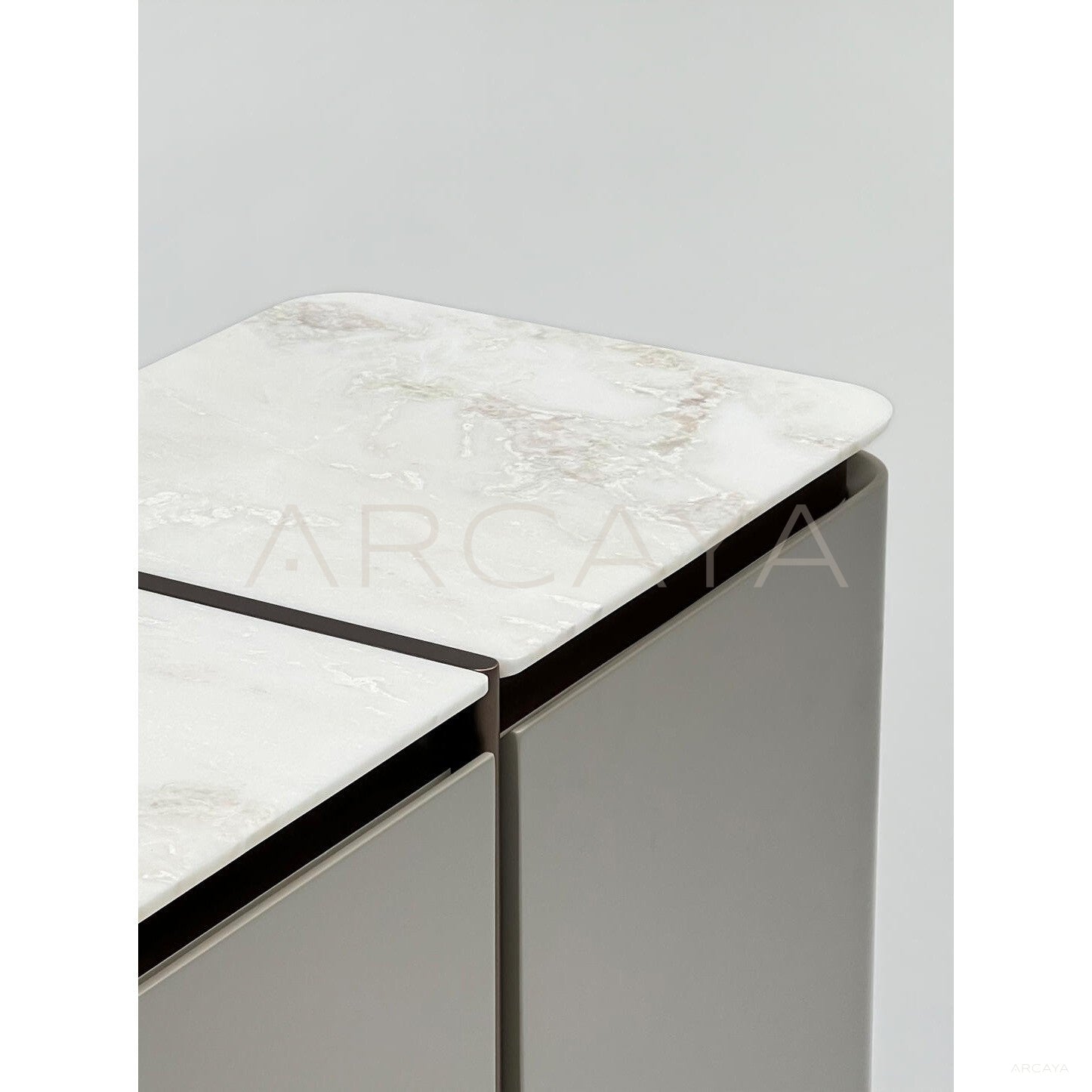 Italian Minimalist Stone Curved Door Sideboard - scene