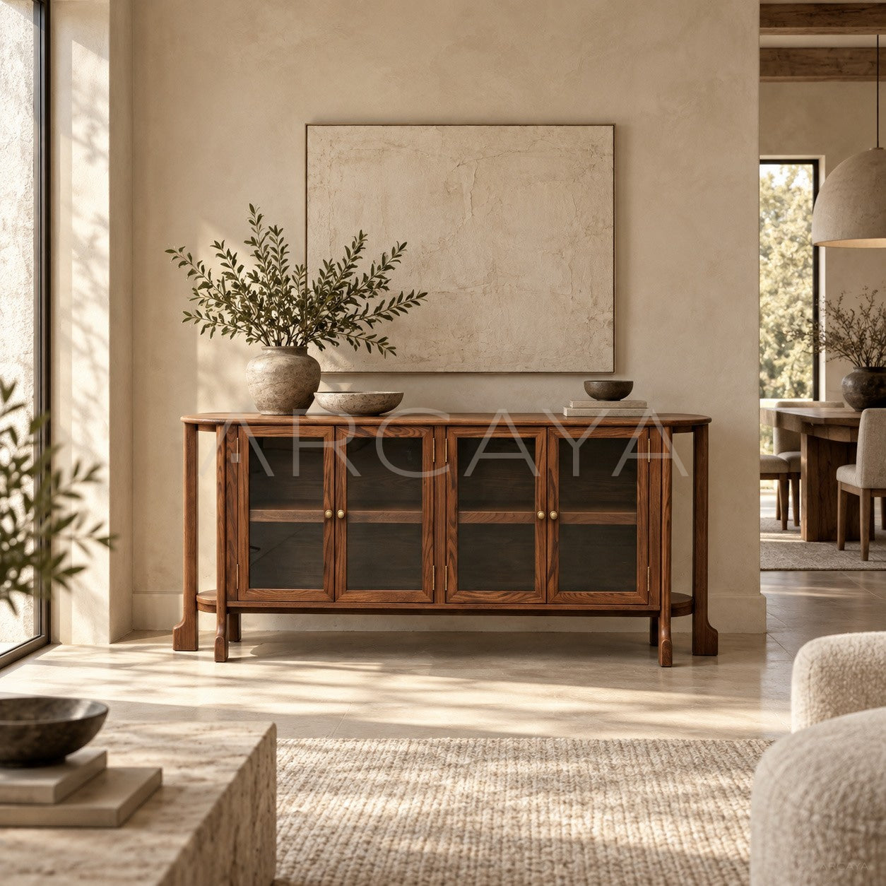 Oak Curved Sideboard