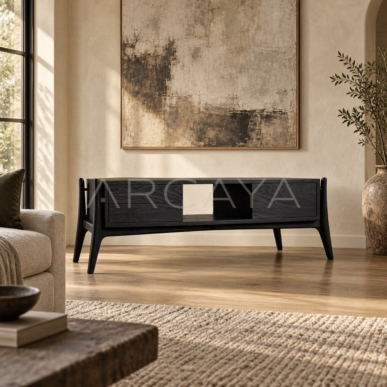 Minimalist Black Ash Tv Stand