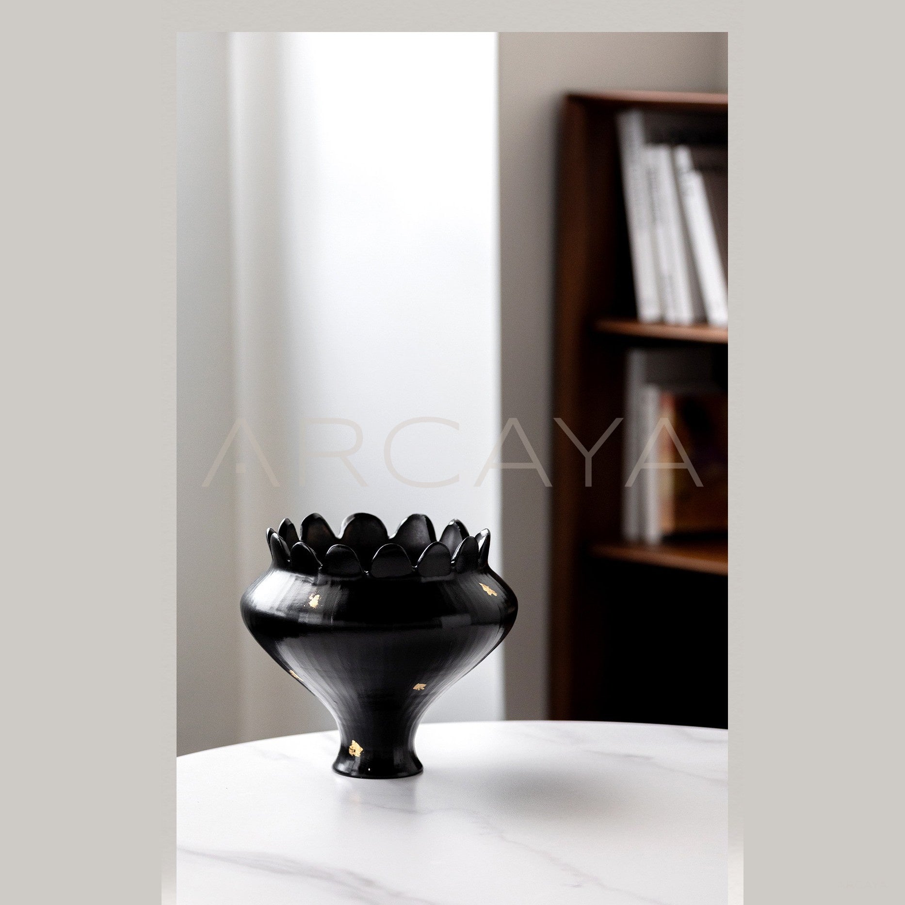 Black Flower Mouth Ceramic Vase