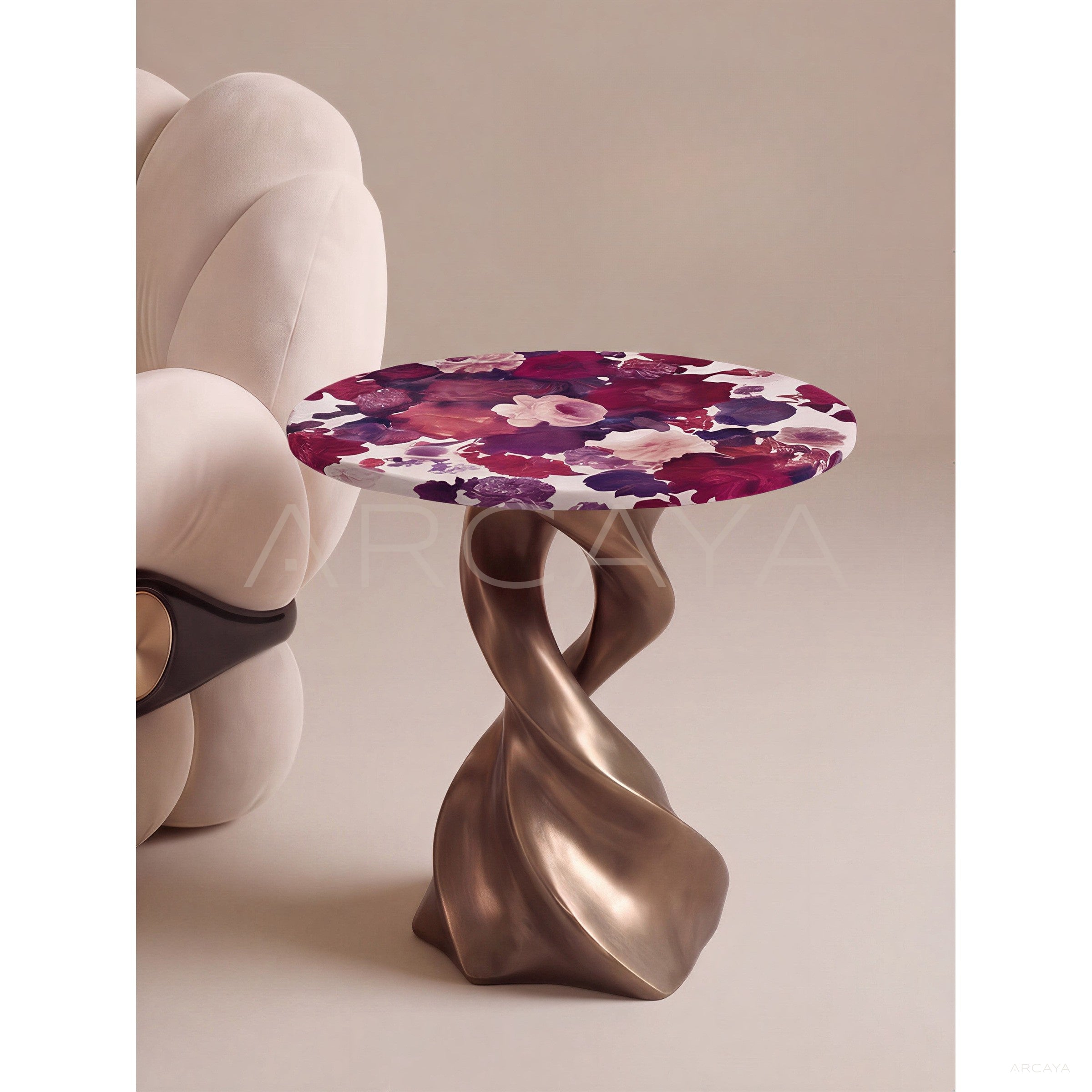 Purple Floral Side Table