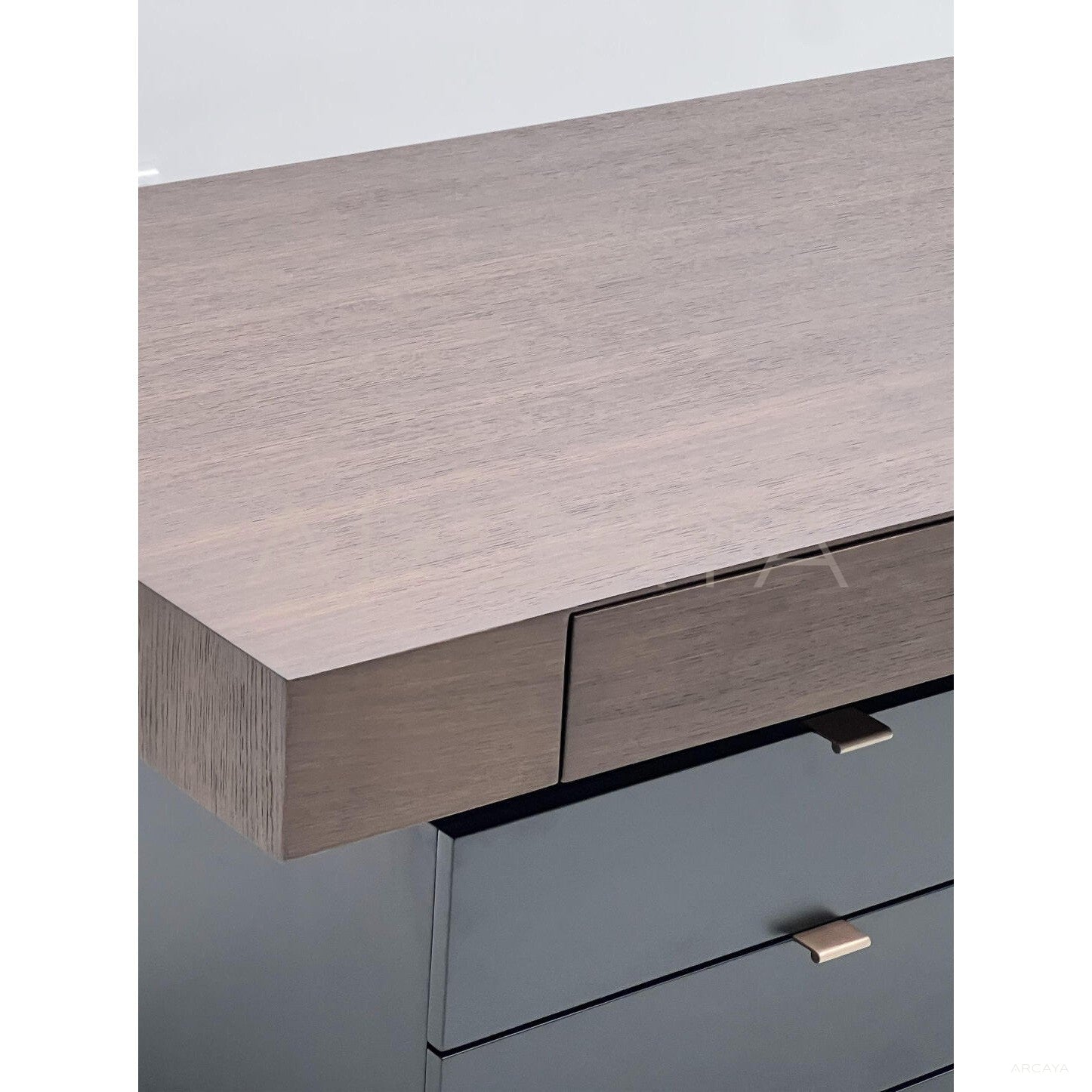 Walnut Veneer Side Chest Integrated Desk - scene