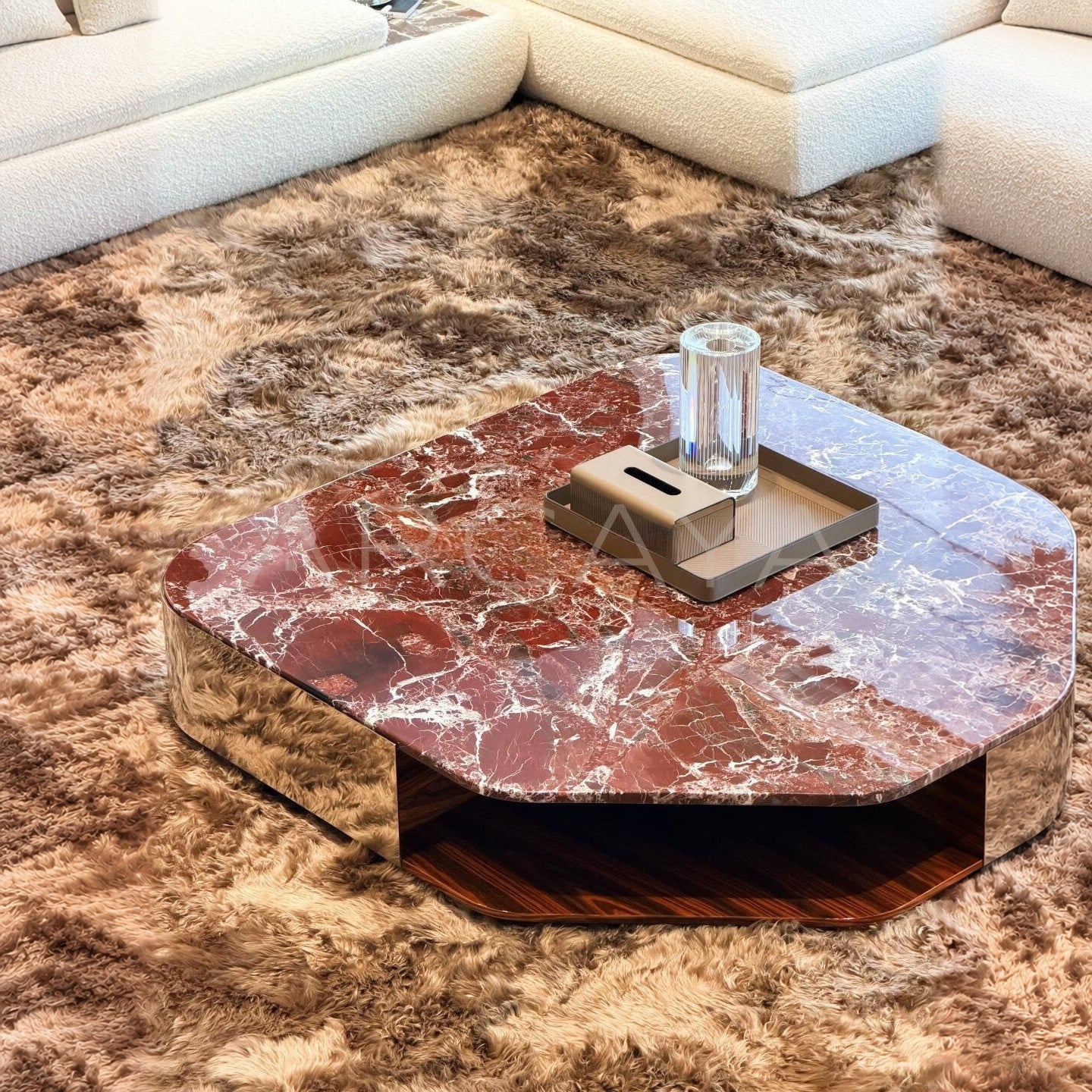 Rosso Red Natural Marble Coffee Table