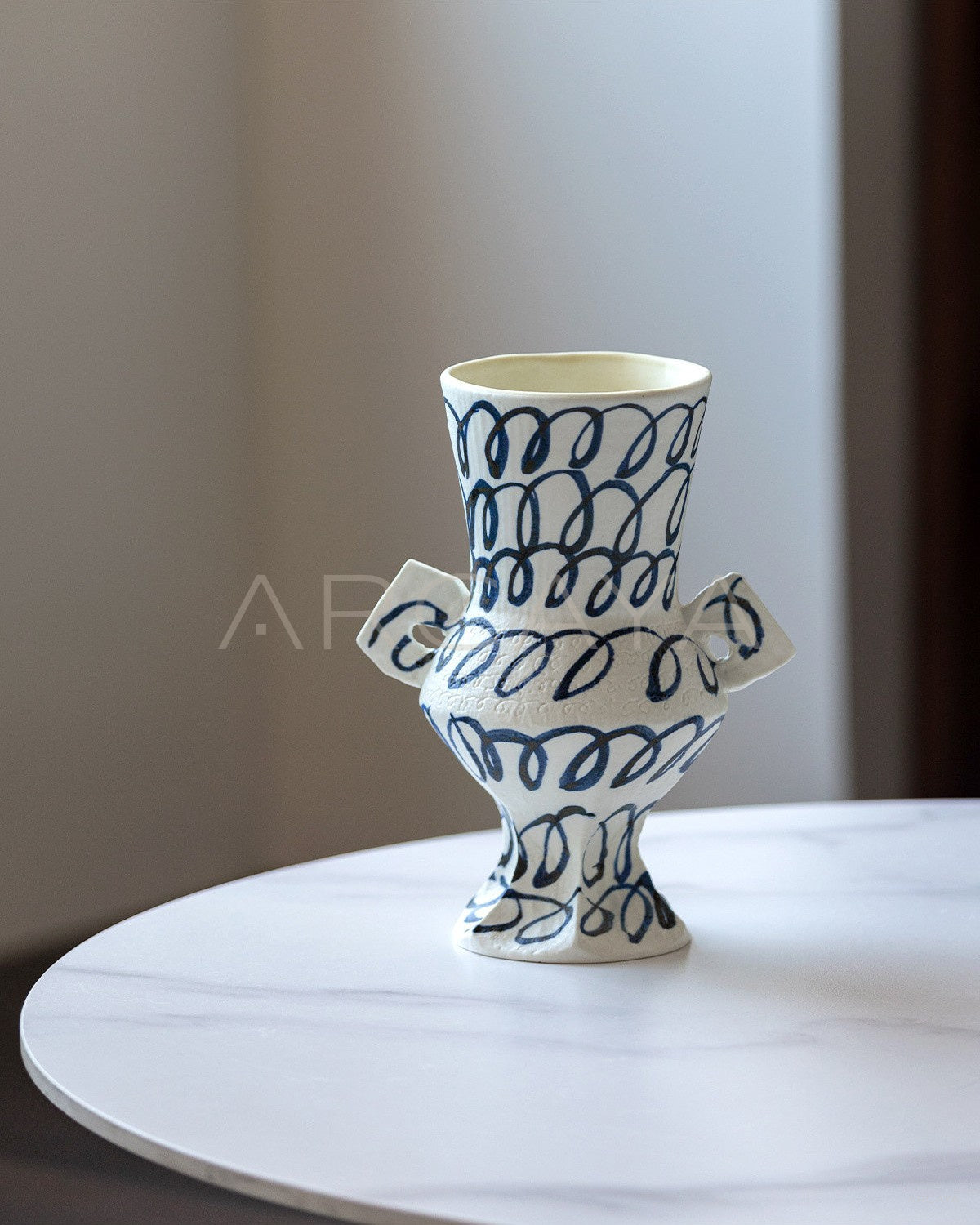 Dadan Hand Painted Double Ear Vase 2 - scene