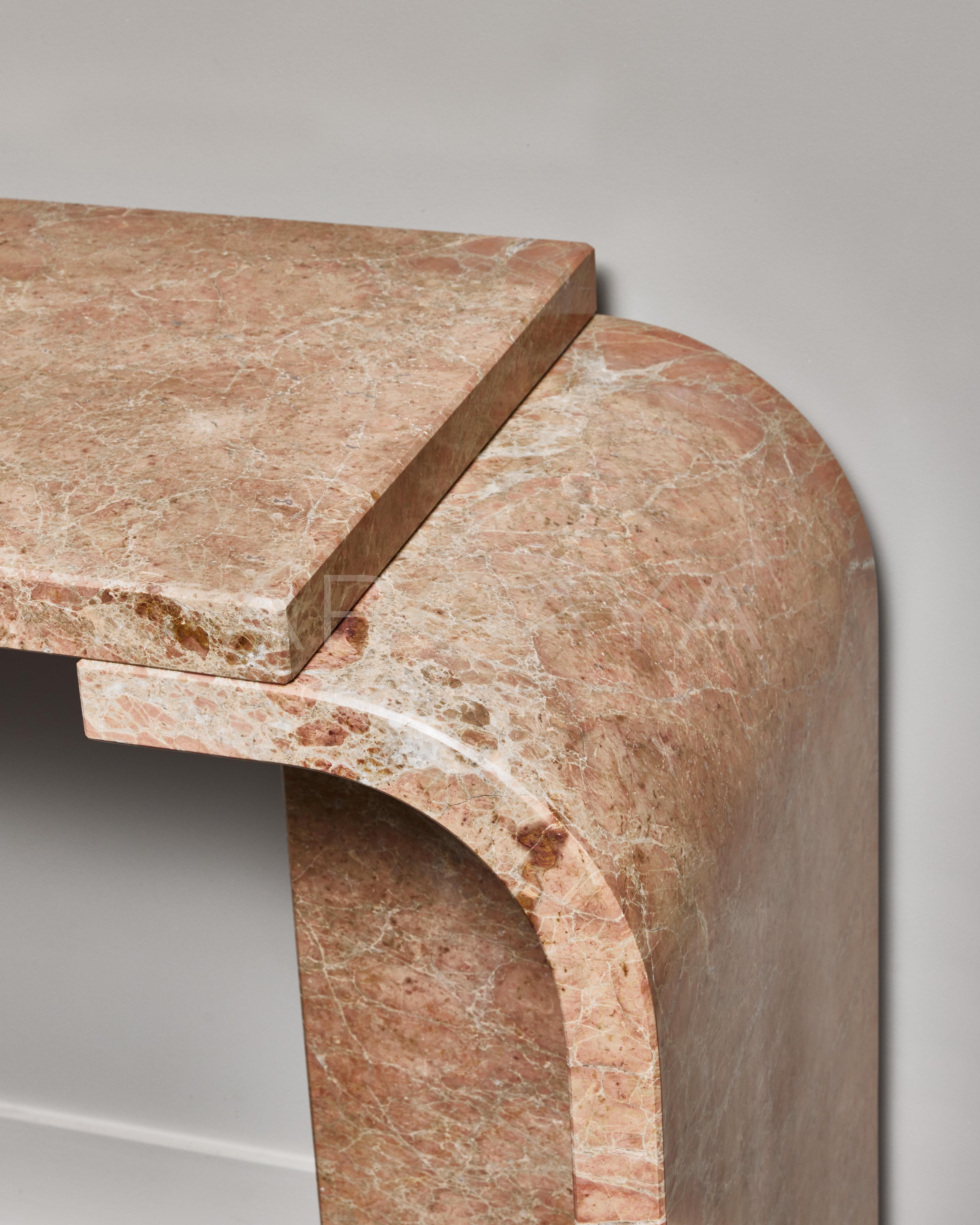 Dusk Cloud Marble Curved Console Table - scene