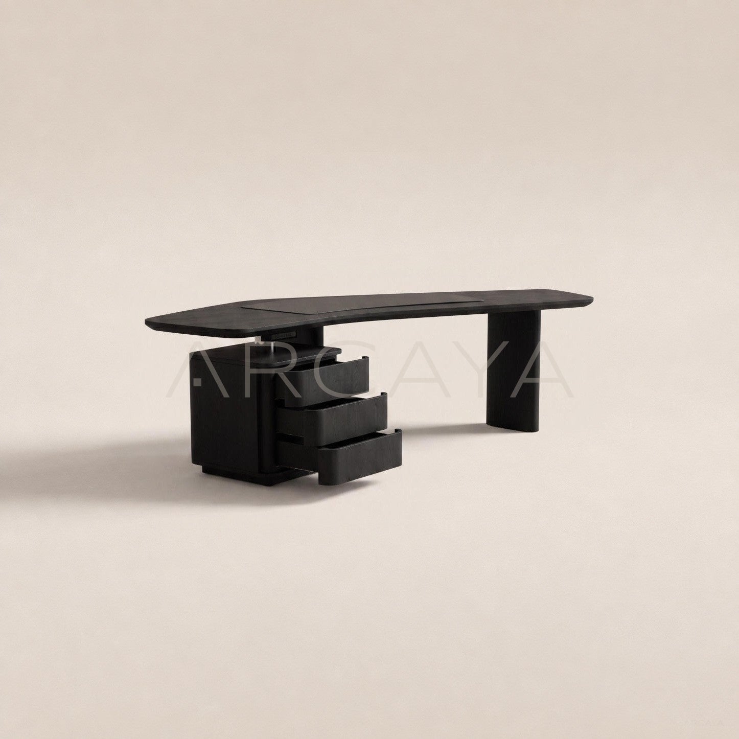 Smoked Black Bentwood Three Drawer Mobile Cabinet Desk - main