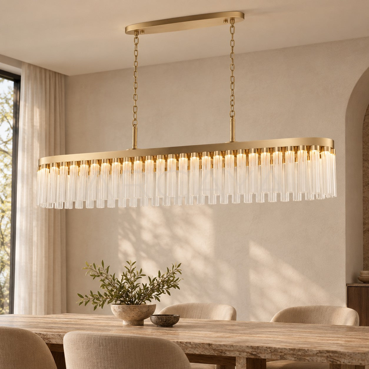 Gold Vertical Crystal Linear Pendant Light 3071