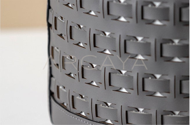 Handwoven Leather Storage Bucket With Handle - scene