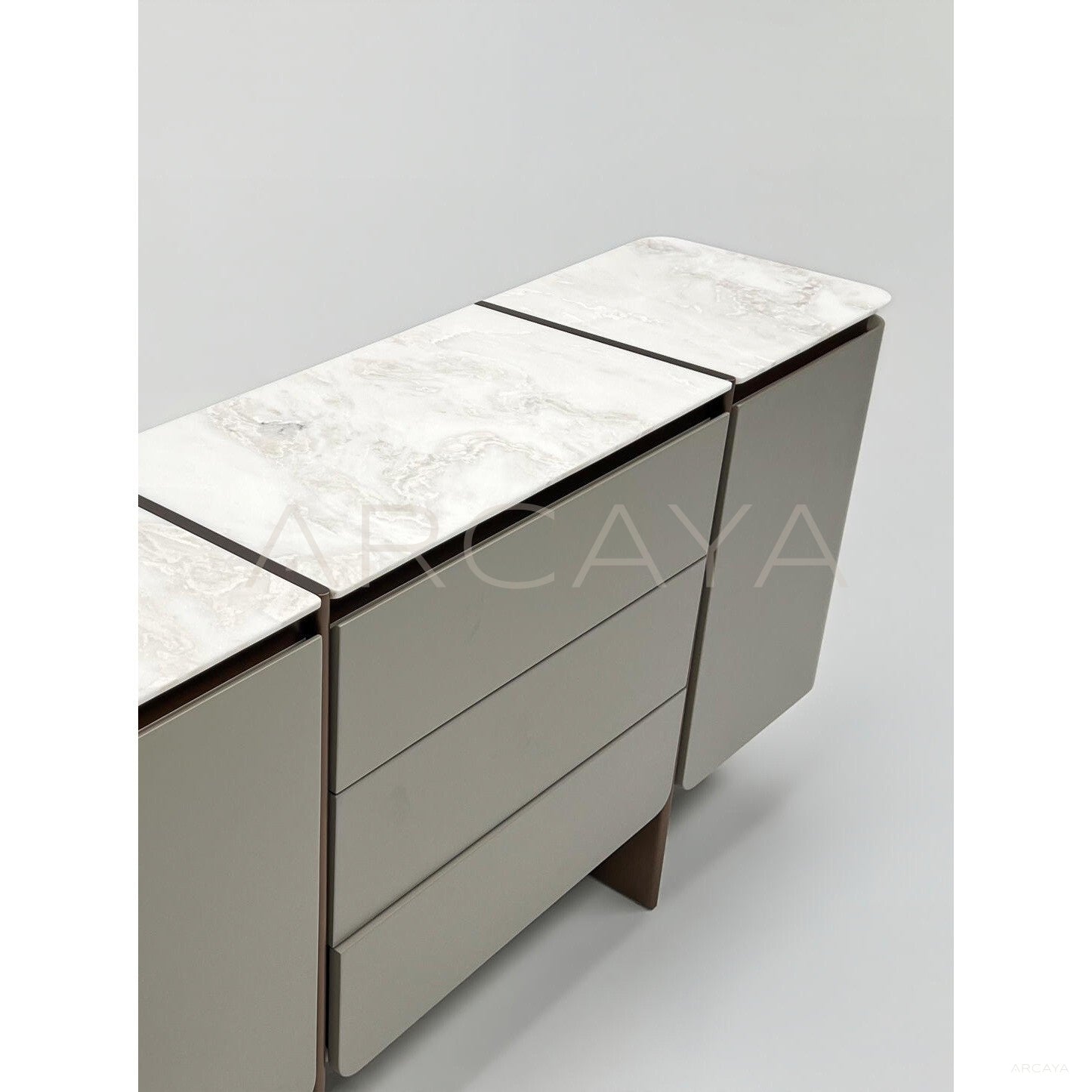 Italian Minimalist Stone Curved Door Sideboard - scene