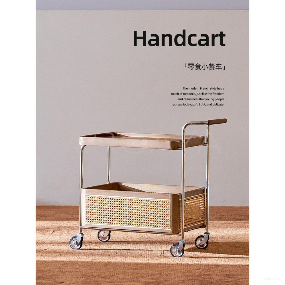 Rattan Mobile Trolley — Storage in detail