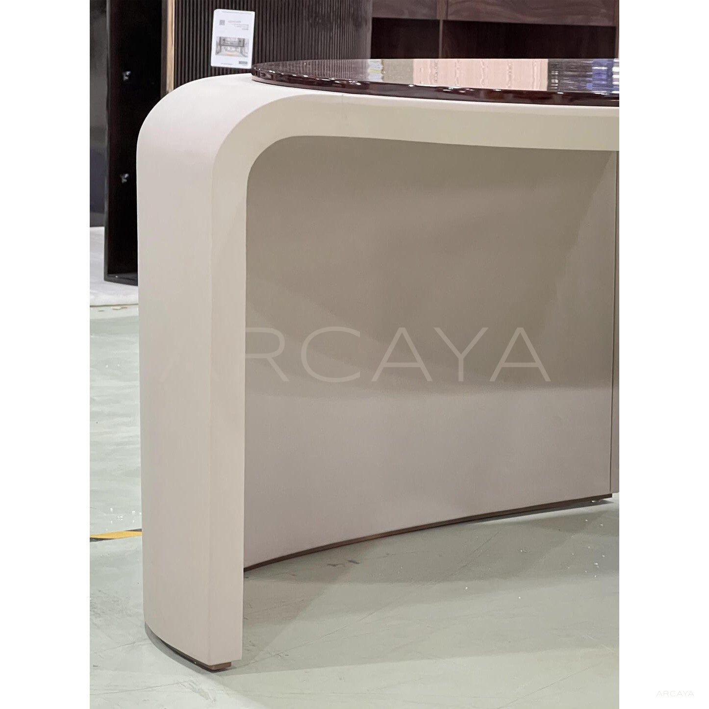 Curved Leather Multifunctional Executive Desk - scene