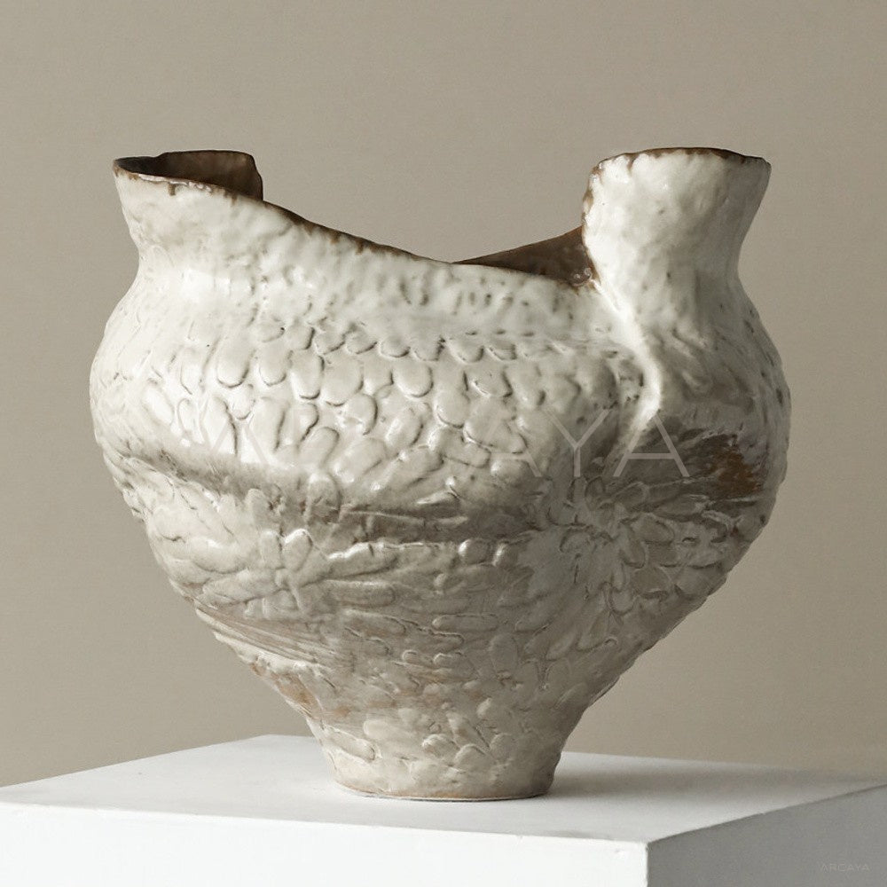 Vintage Handmade Textured Ceramic Vase