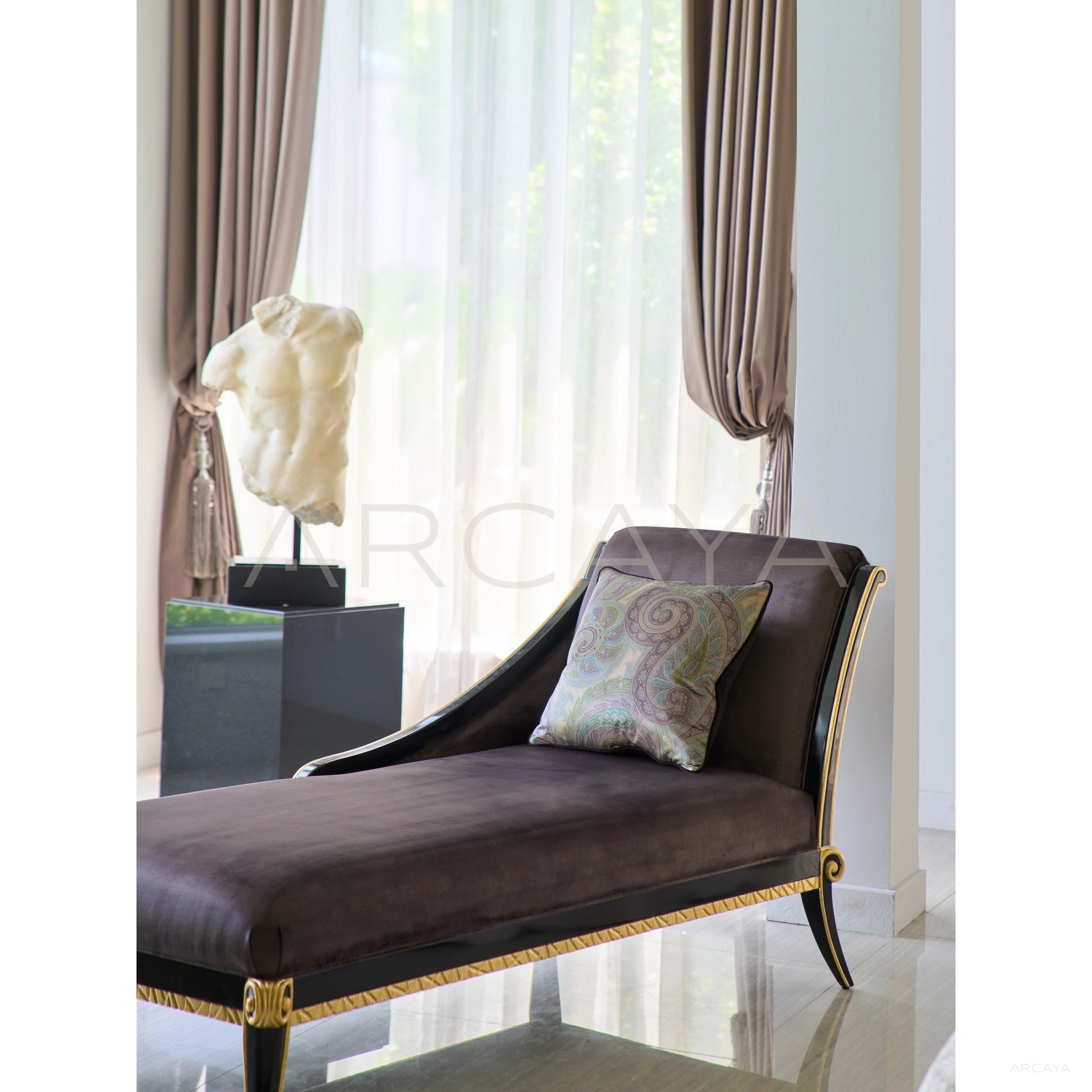 Modern Vintage Leather Bed And Nightstand - scene