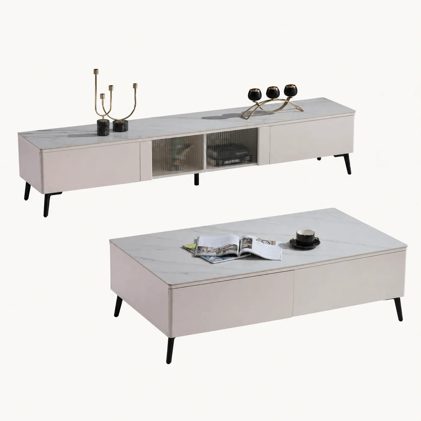 Fluted Glass Door Media Console