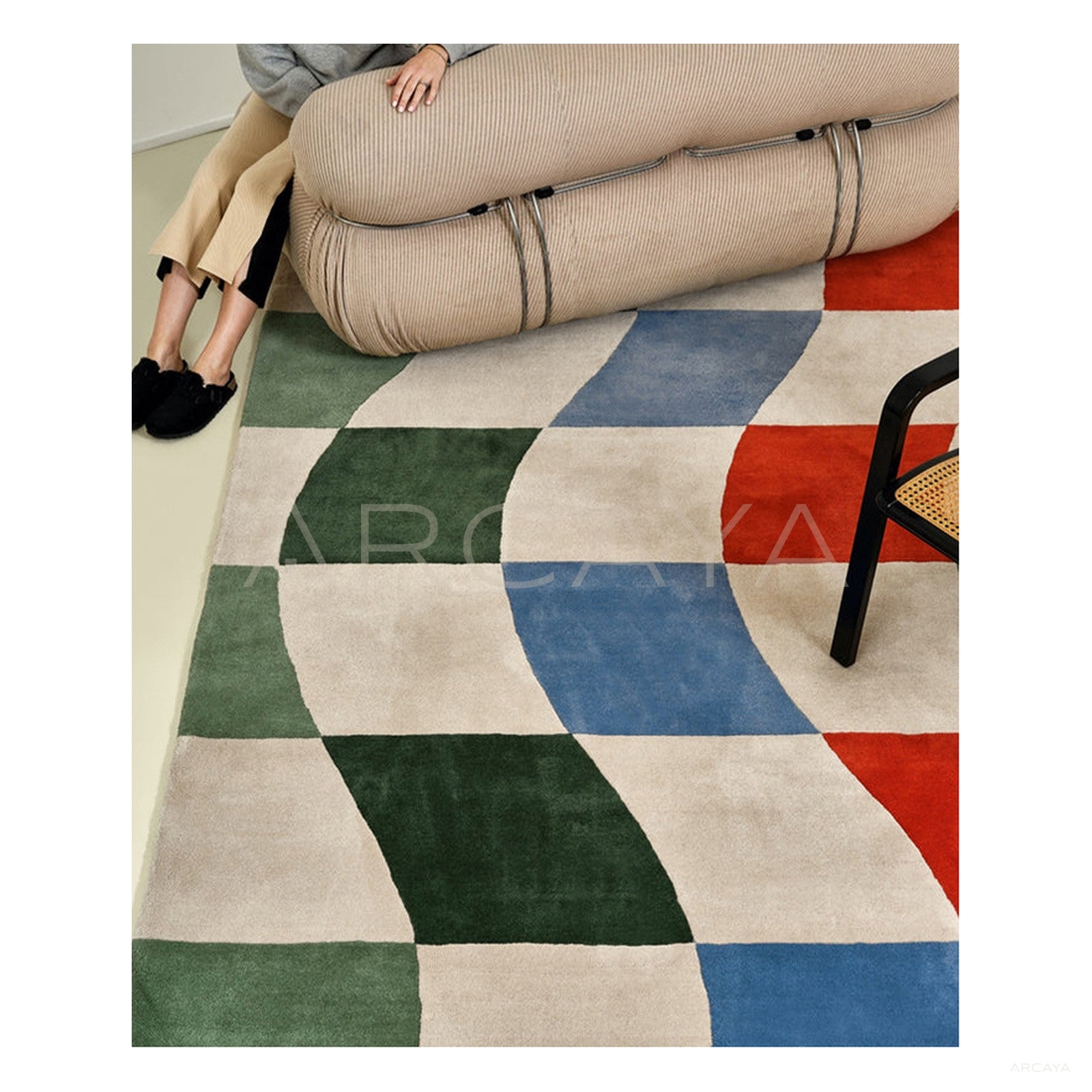 Colorful Wave Checkerboard Rug Dsm P010 C03