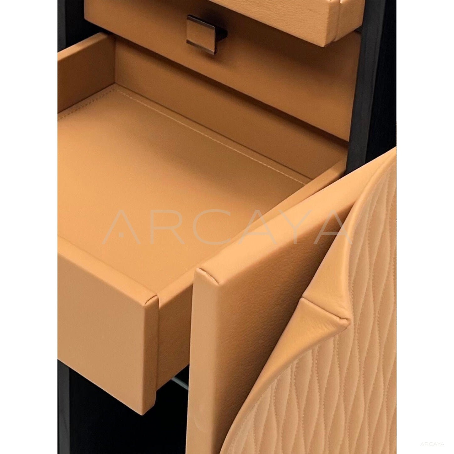 Italian Leather Double Door Wine Cabinet - scene