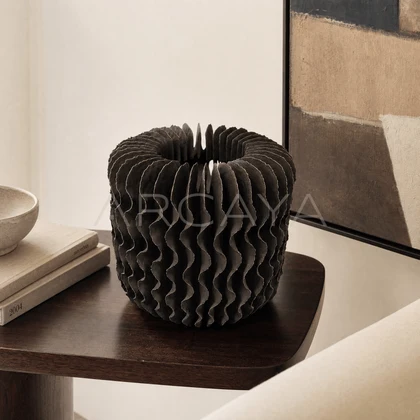 Dark Layered Wave Vessel — styled interior view 1