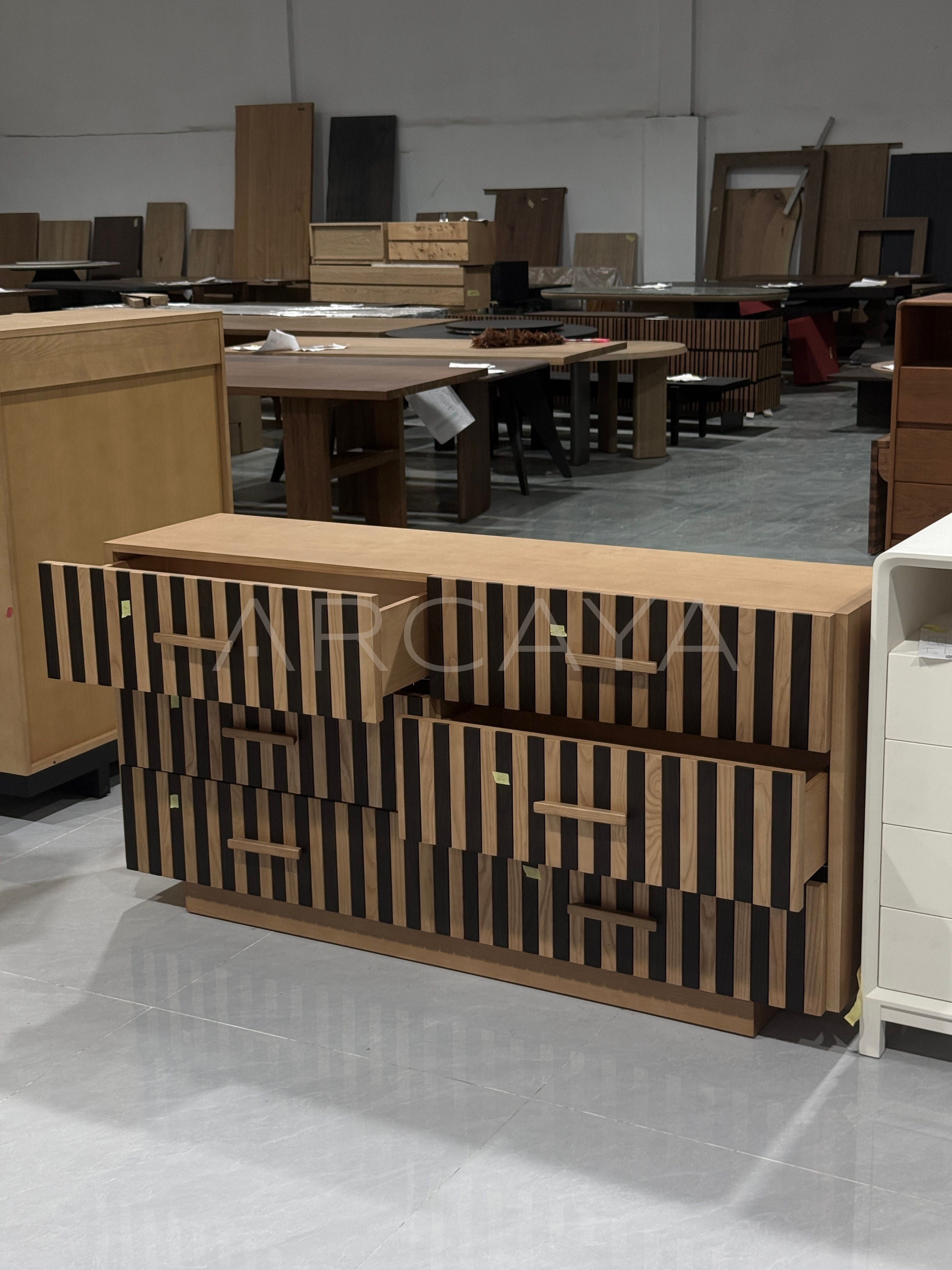 Mosaic Mid Century Solid Wood Chest Of Drawers - scene