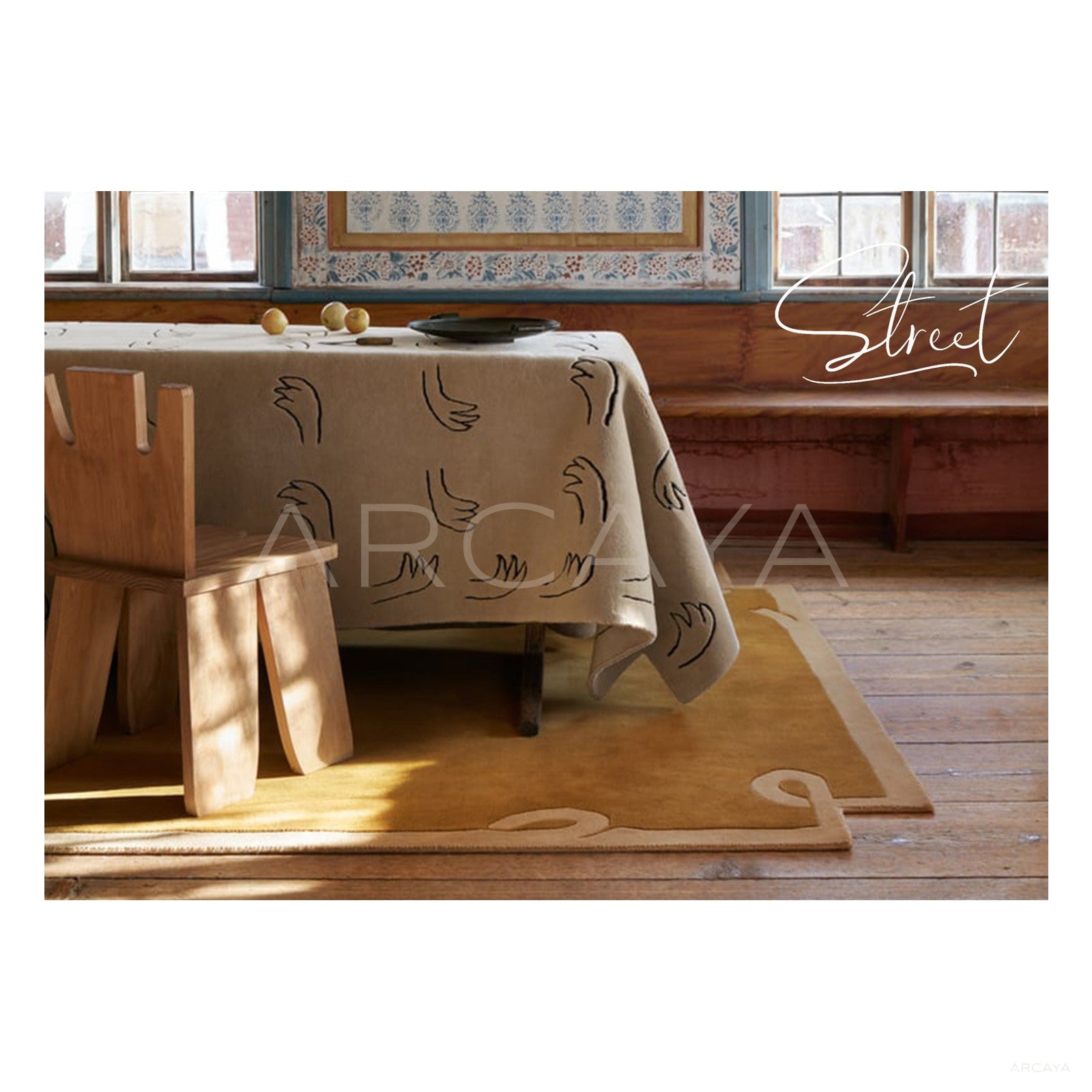 Mustard Ribbon Border Rug Dsm P019 C05 - scene
