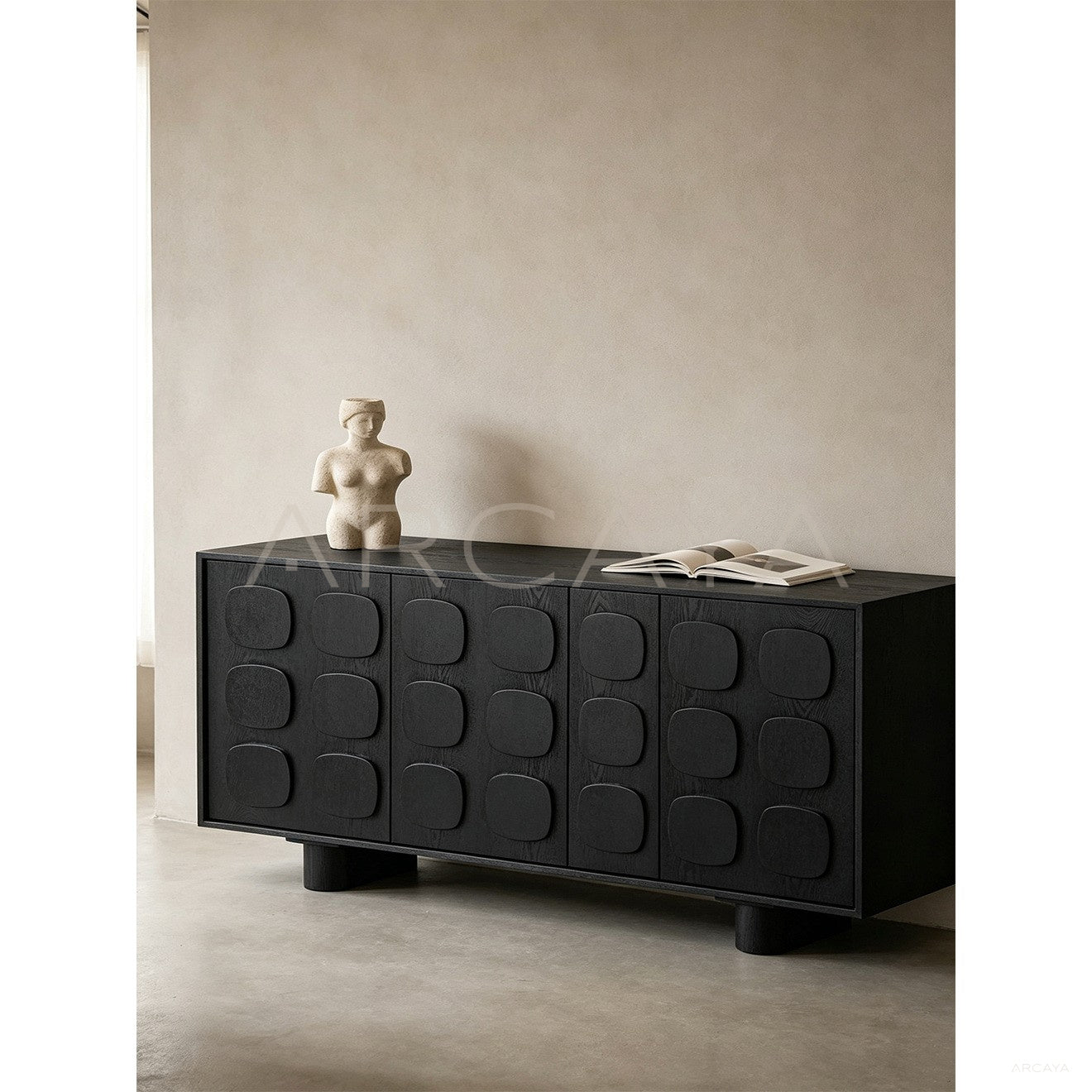 Mid Century Charcoal Relief Sideboard - scene