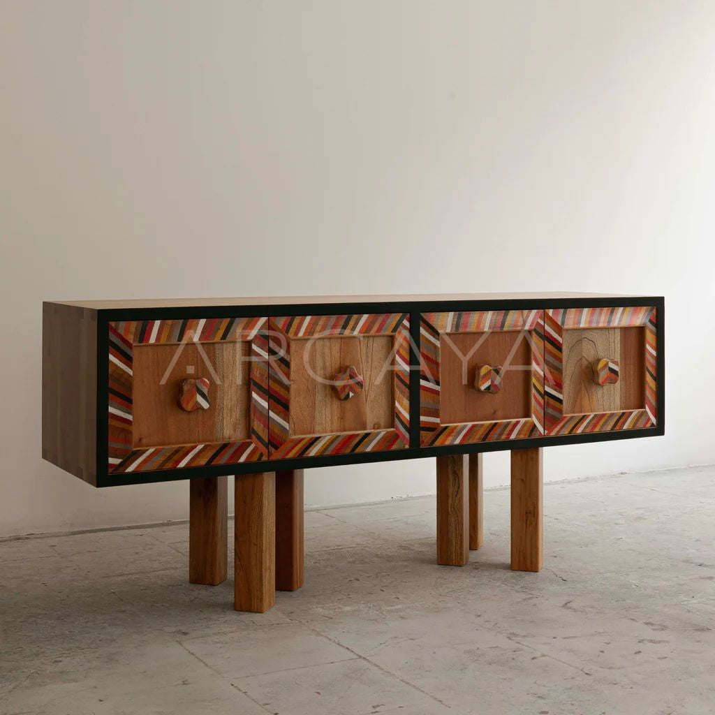 Yiduo Hand Painted Solid Wood Sideboard - scene