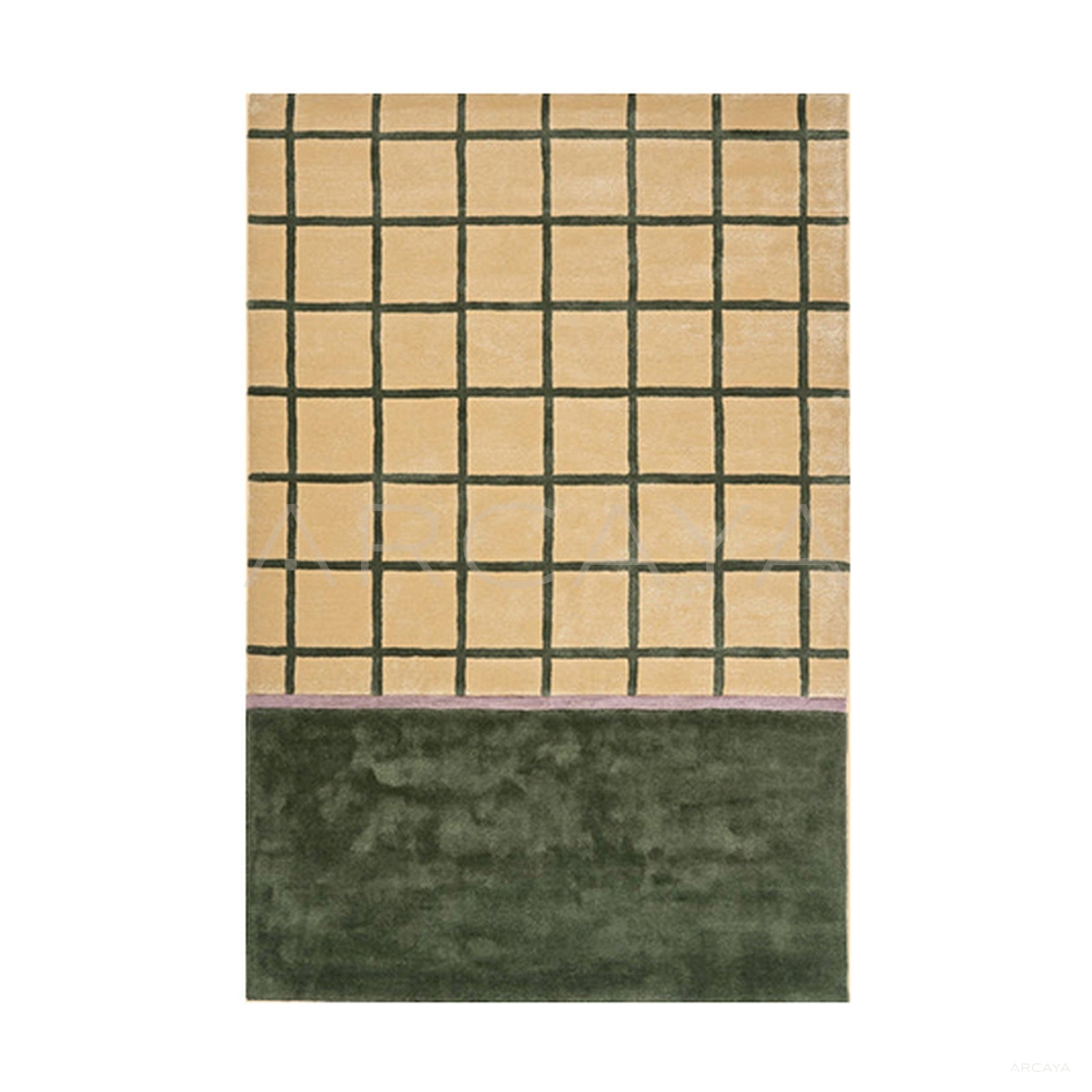 Beige Green Check Rug Dsm P013 F