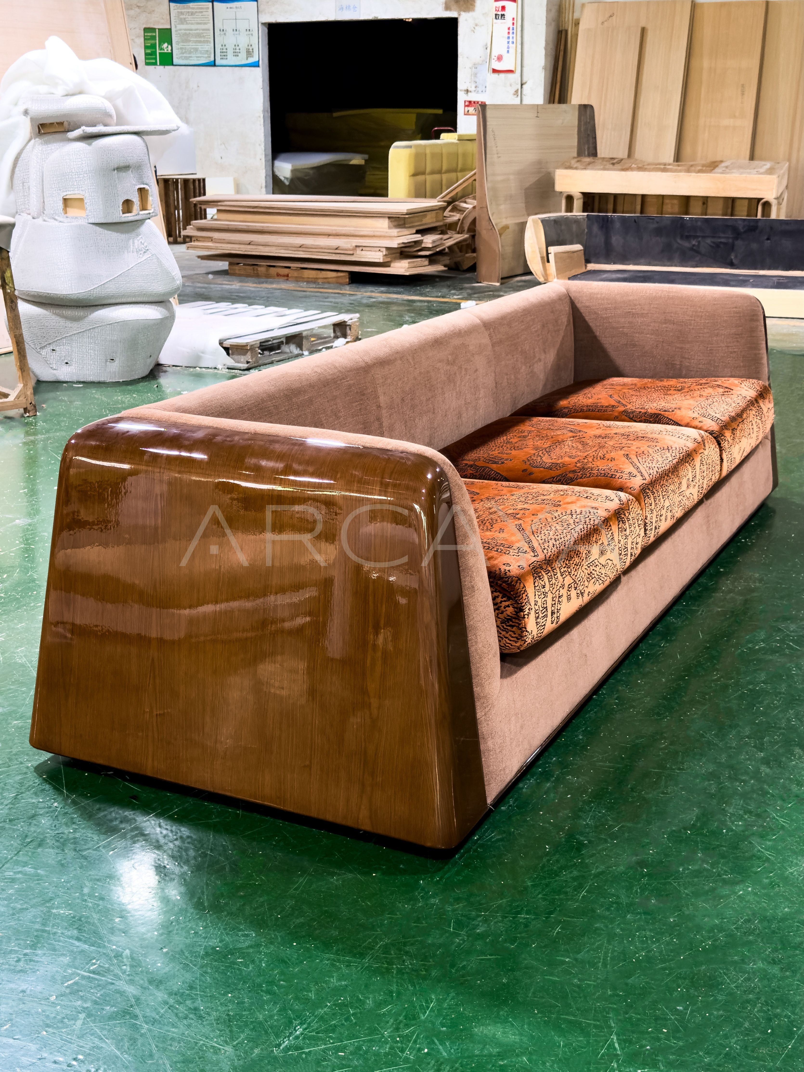 Solid Wood Frame Vintage Pattern Sofa - scene