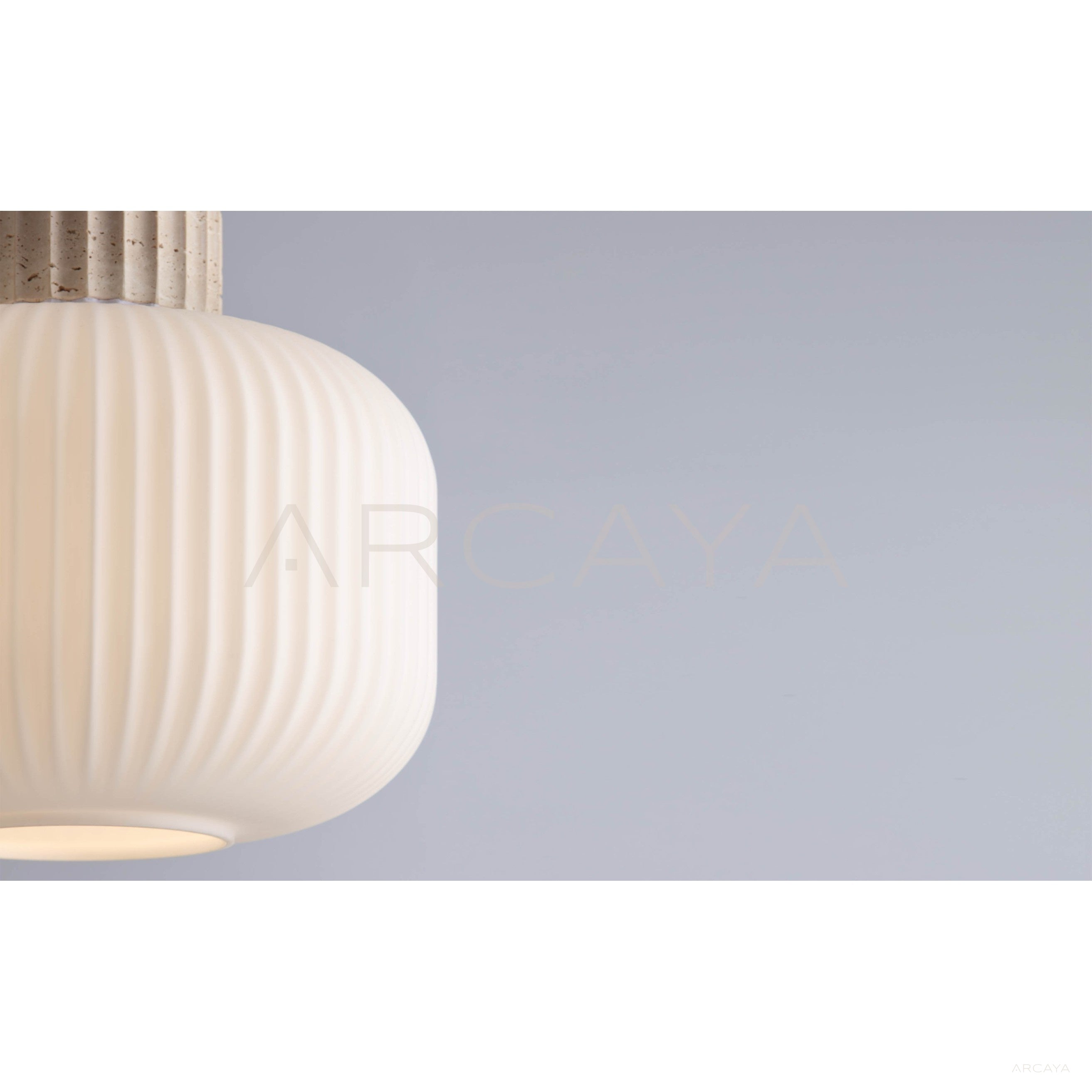 Travertine Ribbed Cylinder Pendant Light 95191