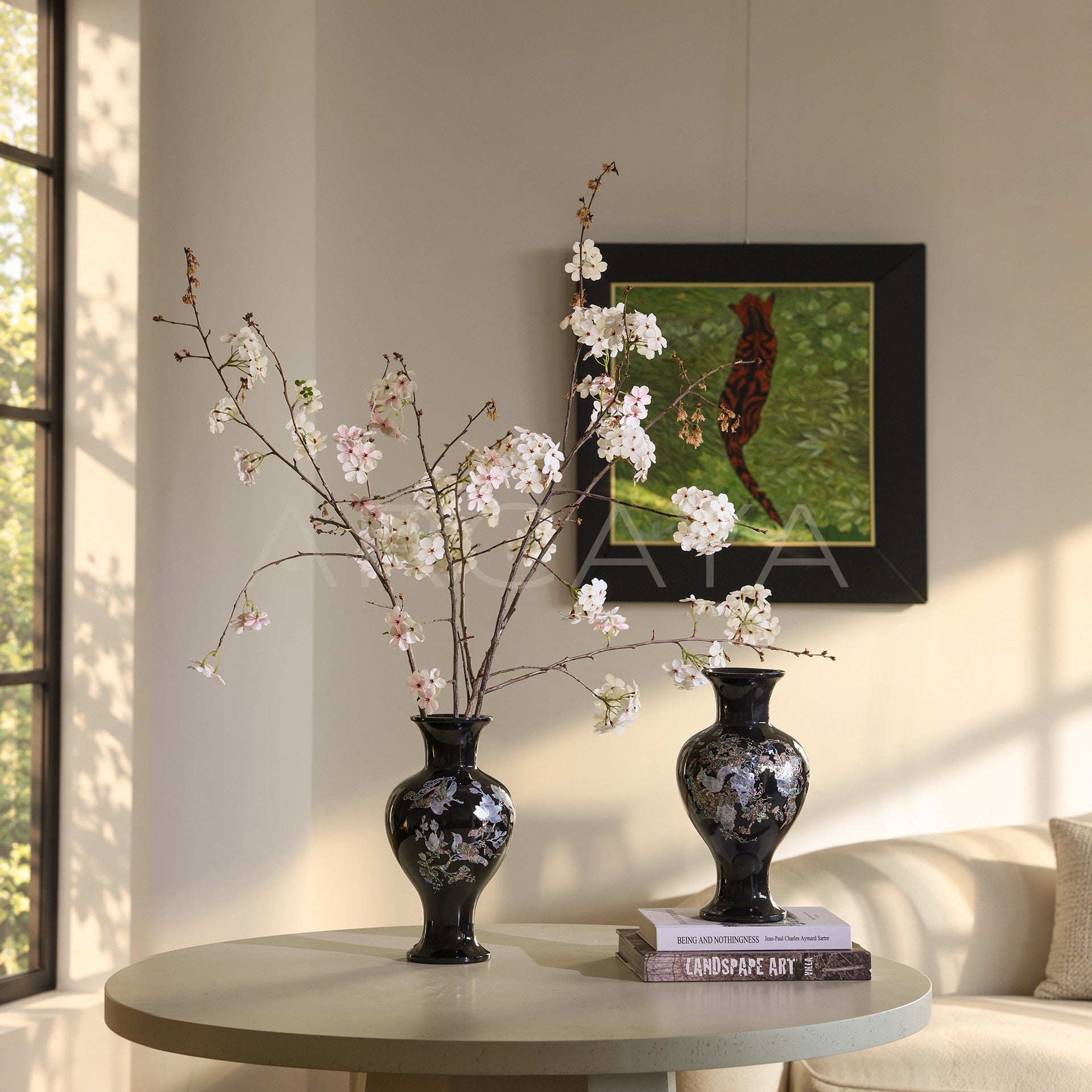Mother Of Pearl Black Glaze Decor — Decorative Objects