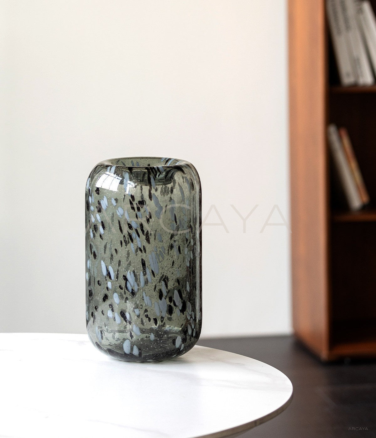 Mist Grey Speckled Glass Vase - scene