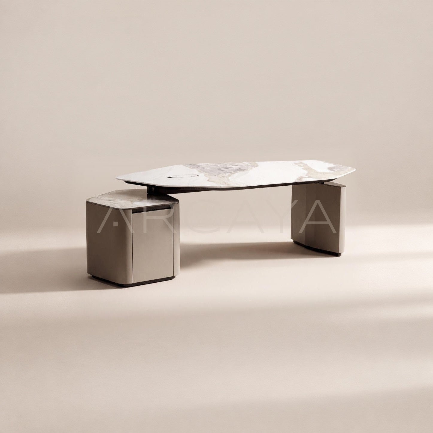 Italian Irregular Stone Leather Executive Desk - main