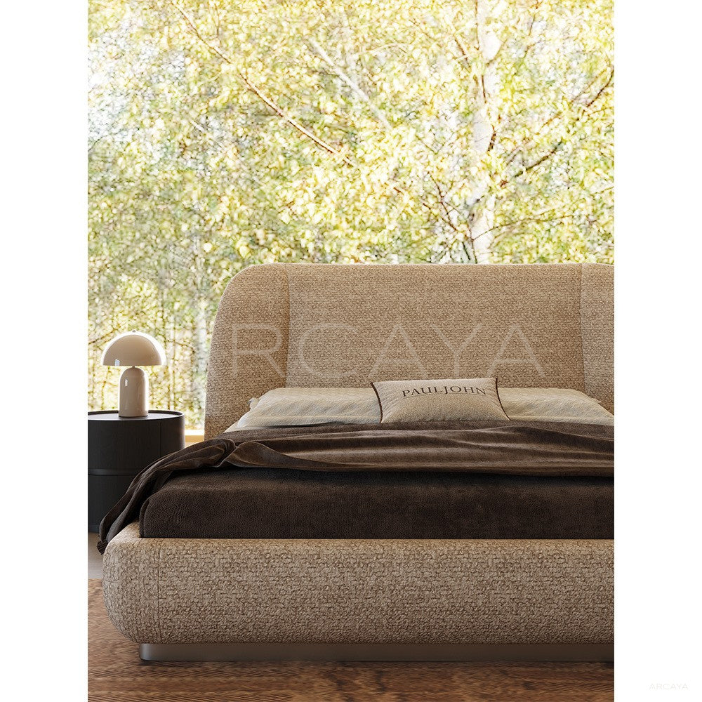 Minimalist Curved Embrace Linen Bed - scene