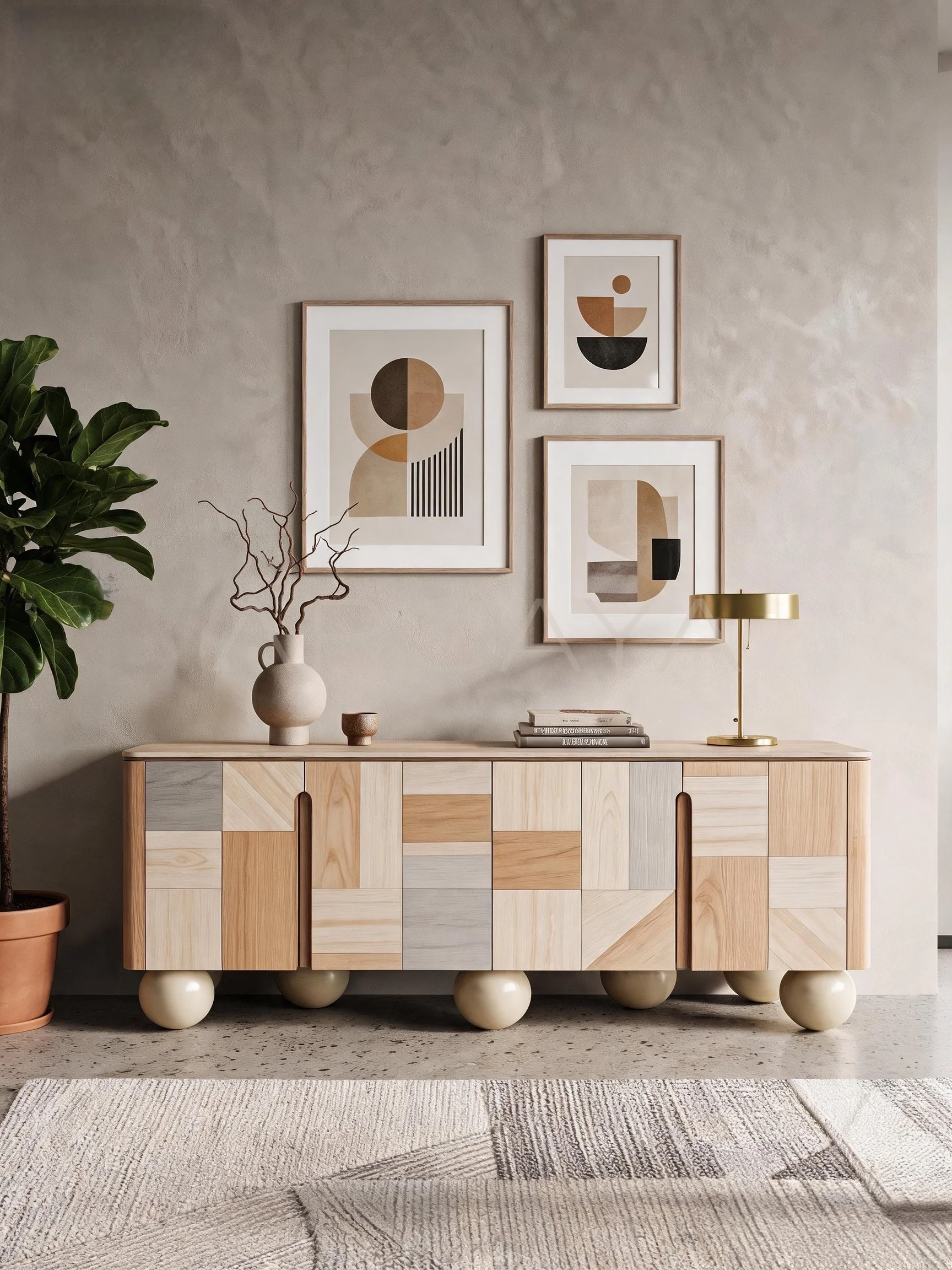 Faye Oak Sideboard - front view 01