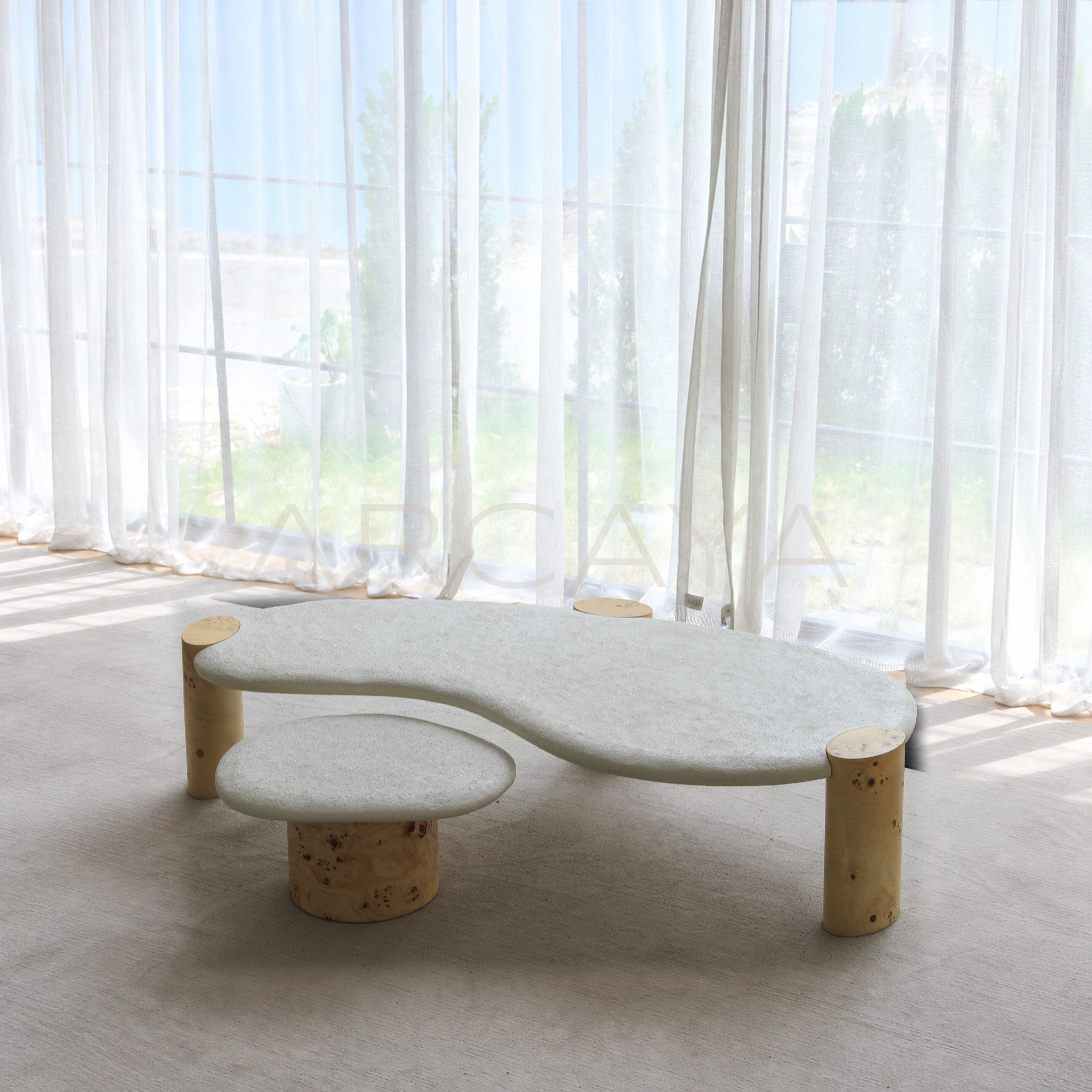 Organic Shape Stone Top Coffee Table