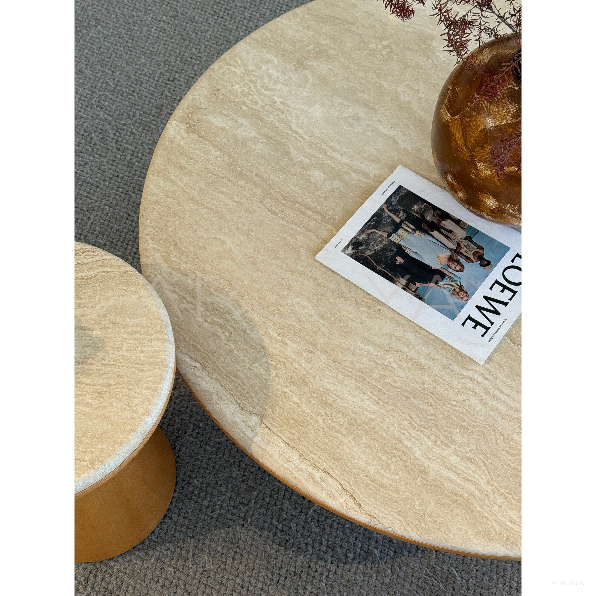 Natural Travertine Coffee Table Living Room - scene