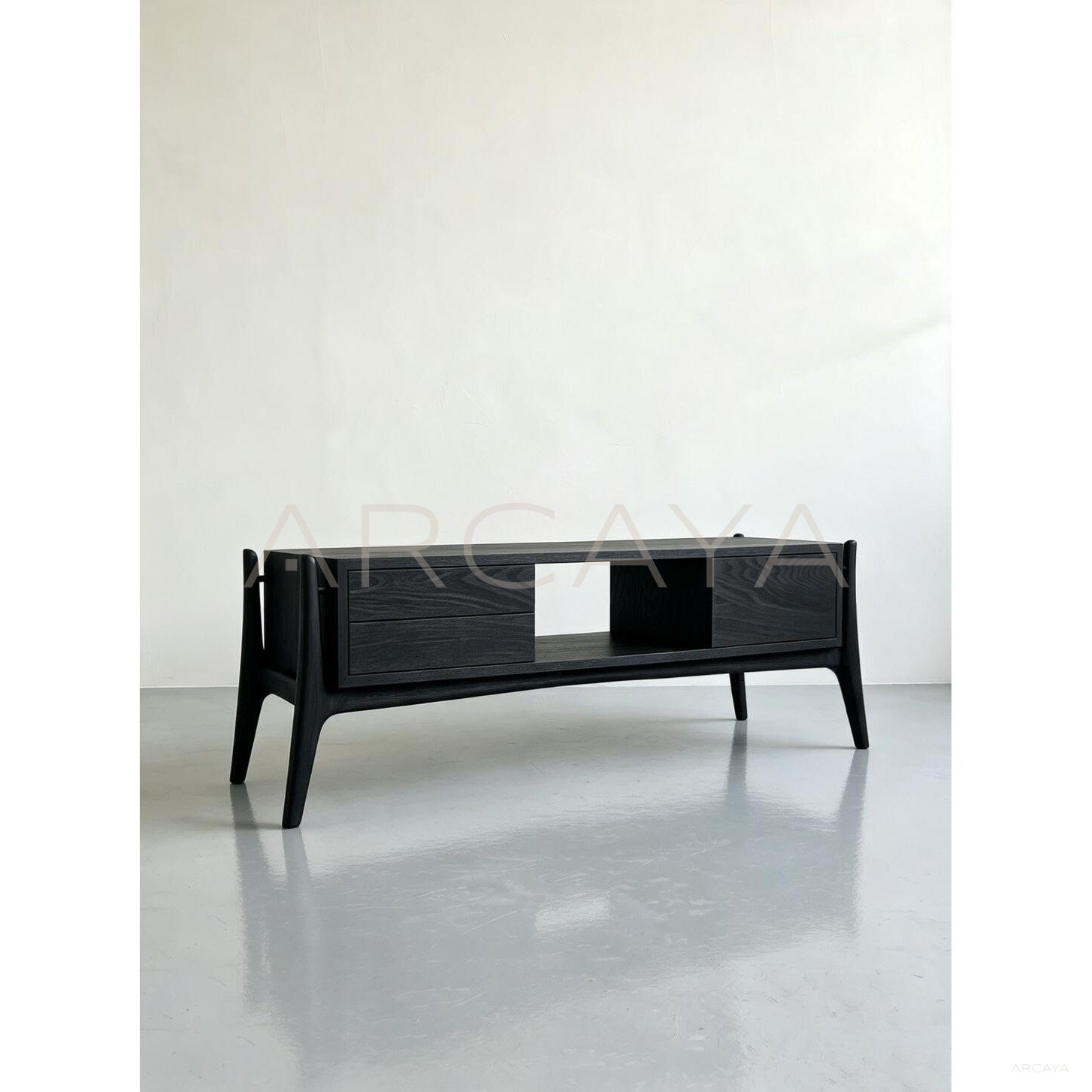 Minimalist Black Ash Tv Stand - scene
