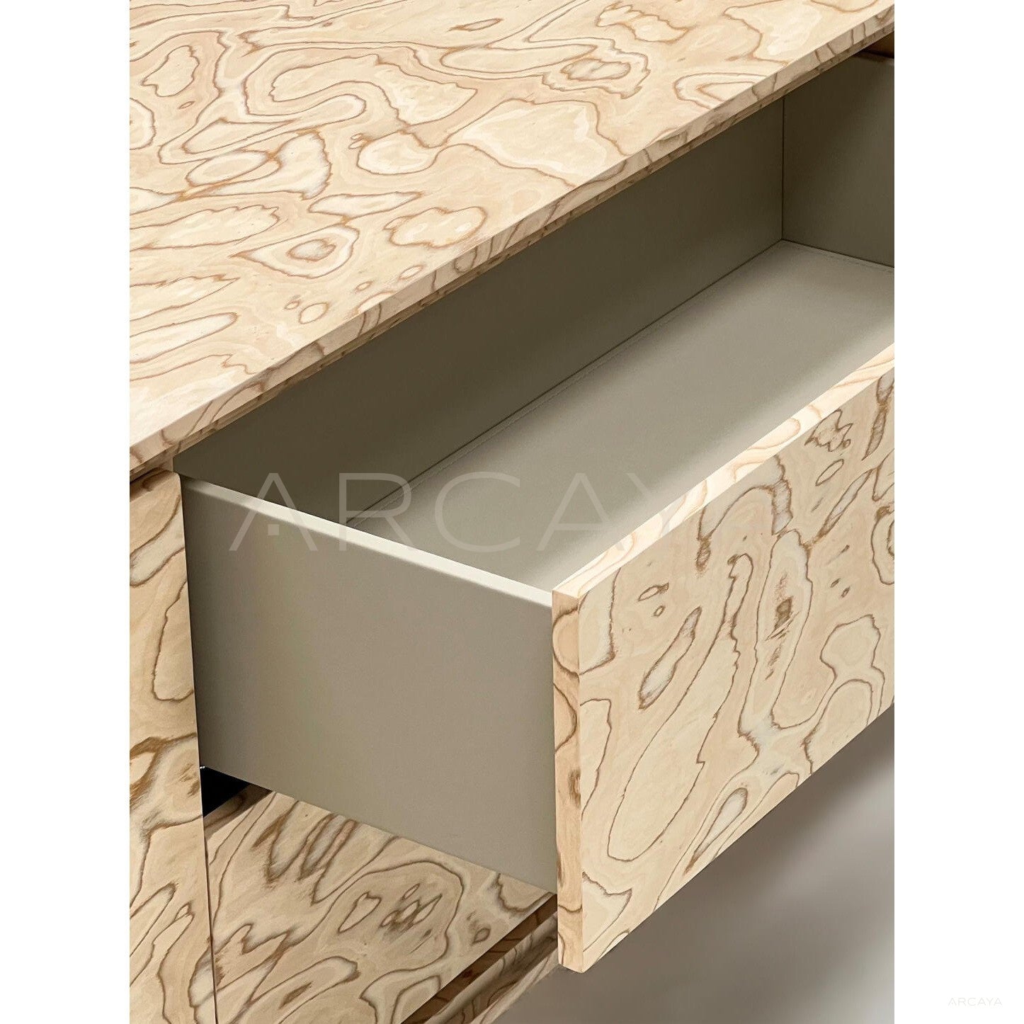 Art Burl Veneer Acrylic Leg Tv Stand - scene