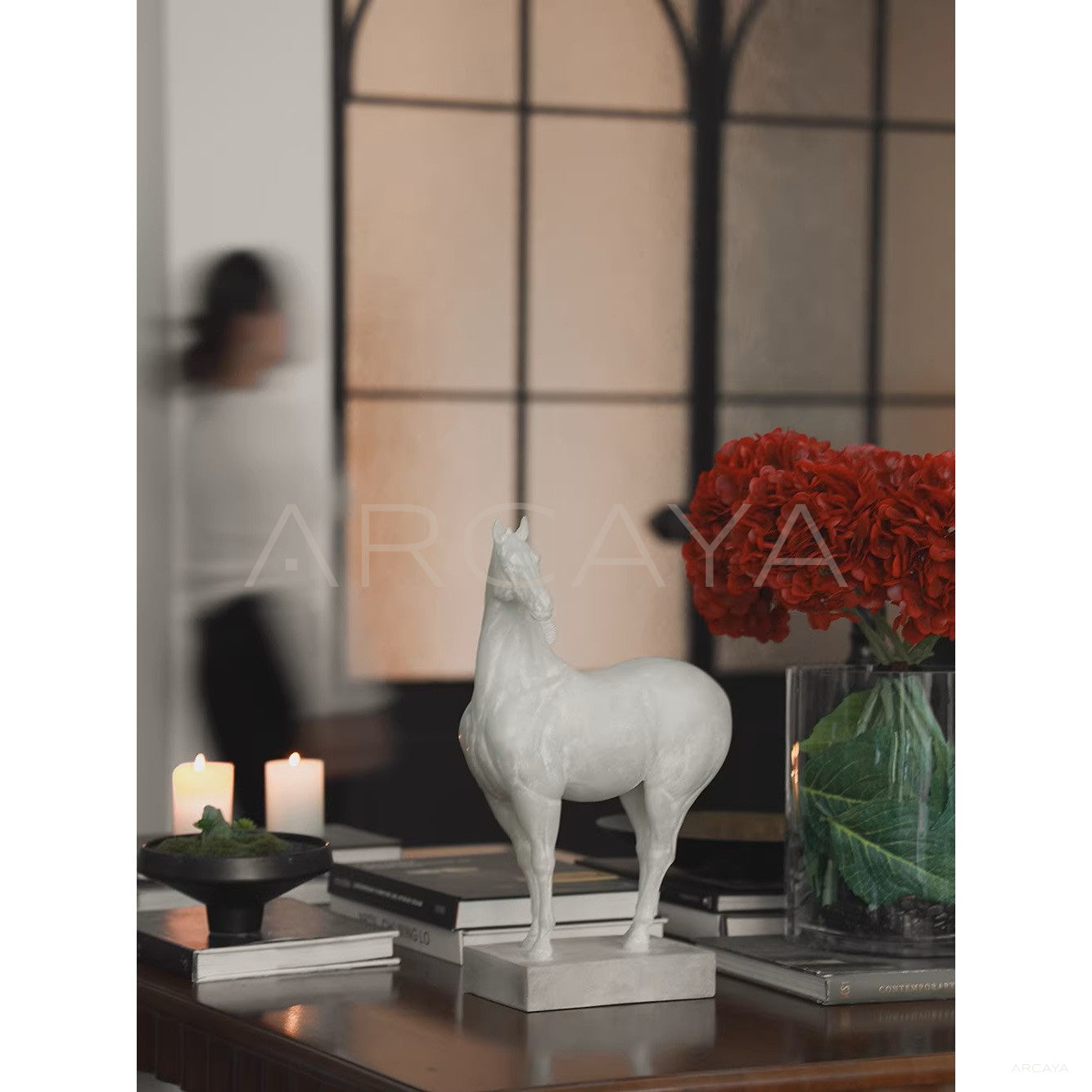 Faux Jade White Horse Sculpture