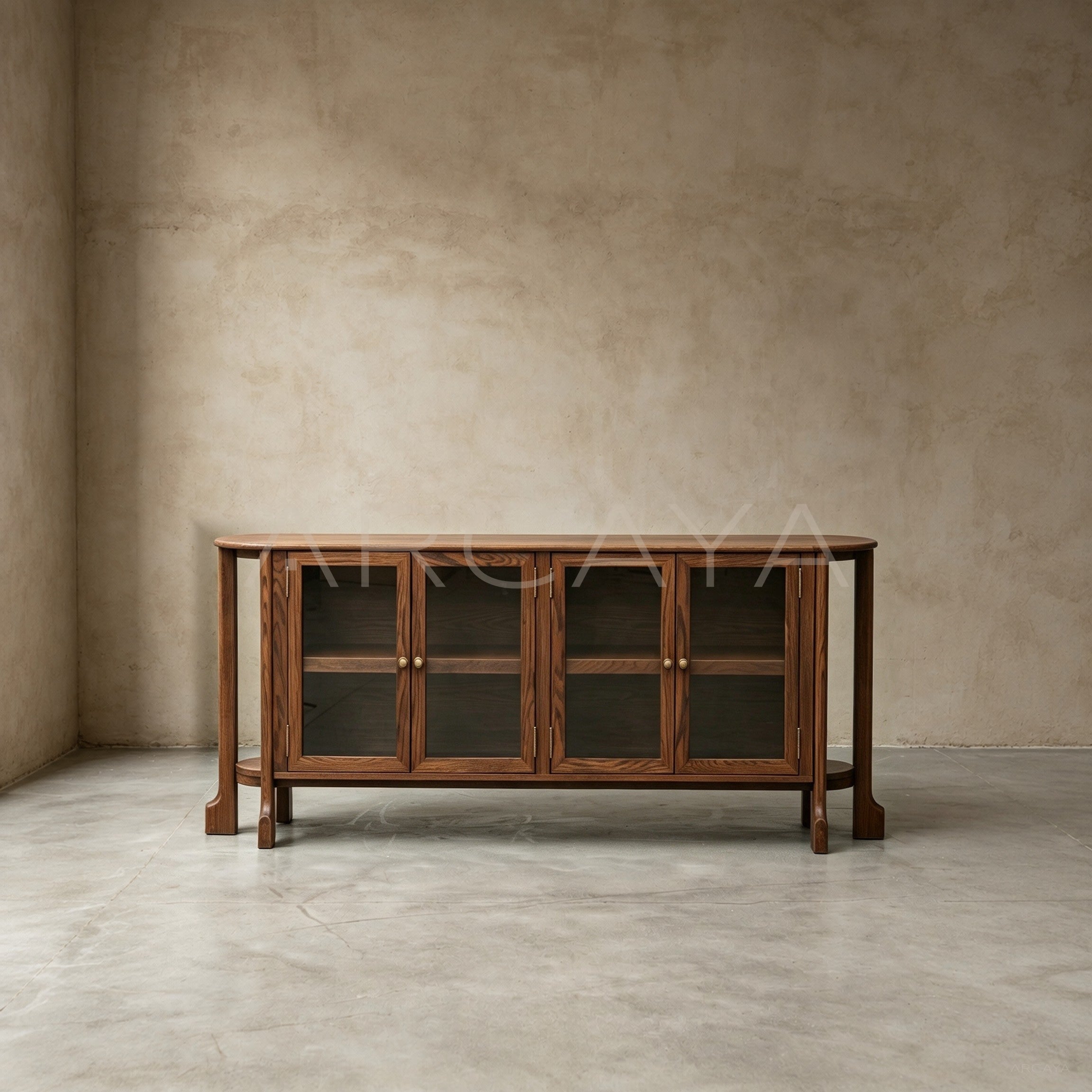 Oak Curved Sideboard