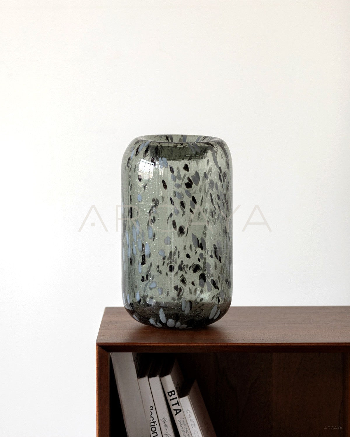 Mist Grey Speckled Glass Vase - scene