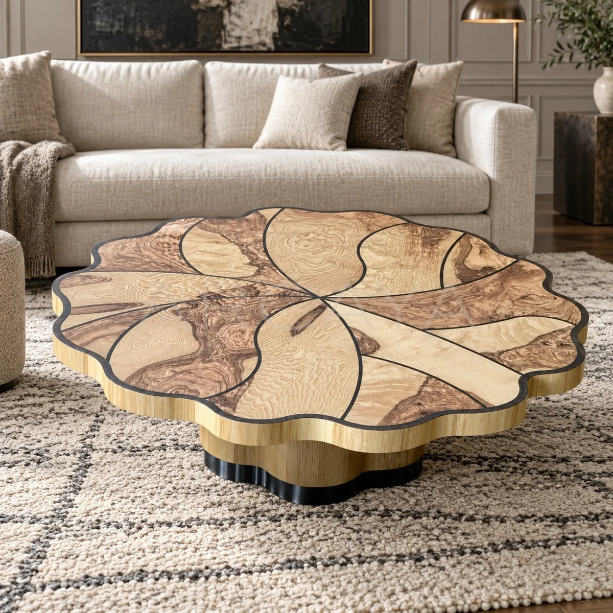 Lotus Leaf Solid Wood Coffee Table - main