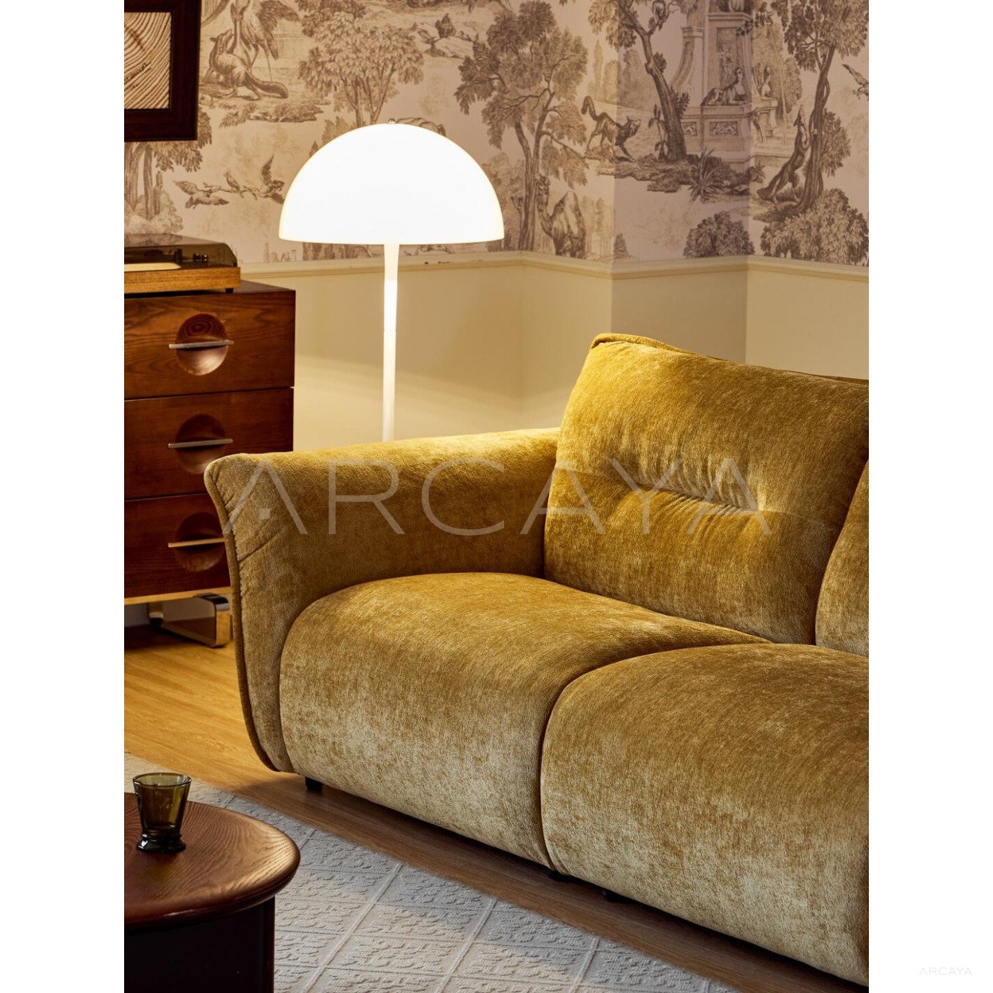 Bennett Ginger Yellow Sofa - scene