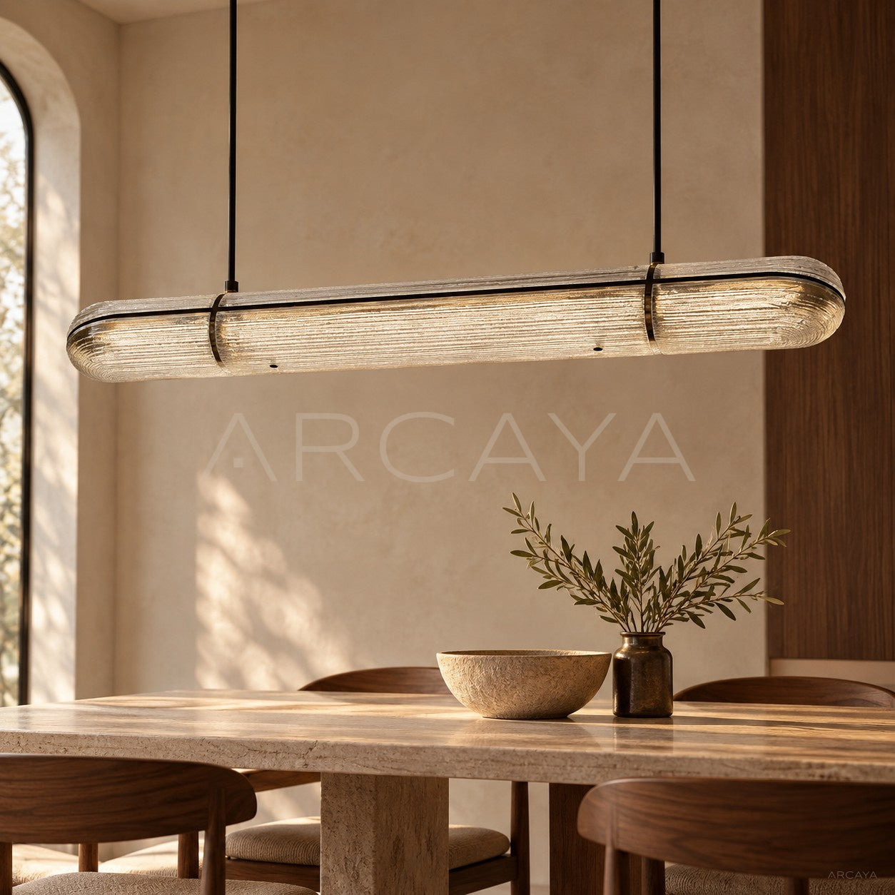 Linear Gold Thread Glass Pendant Light 23068