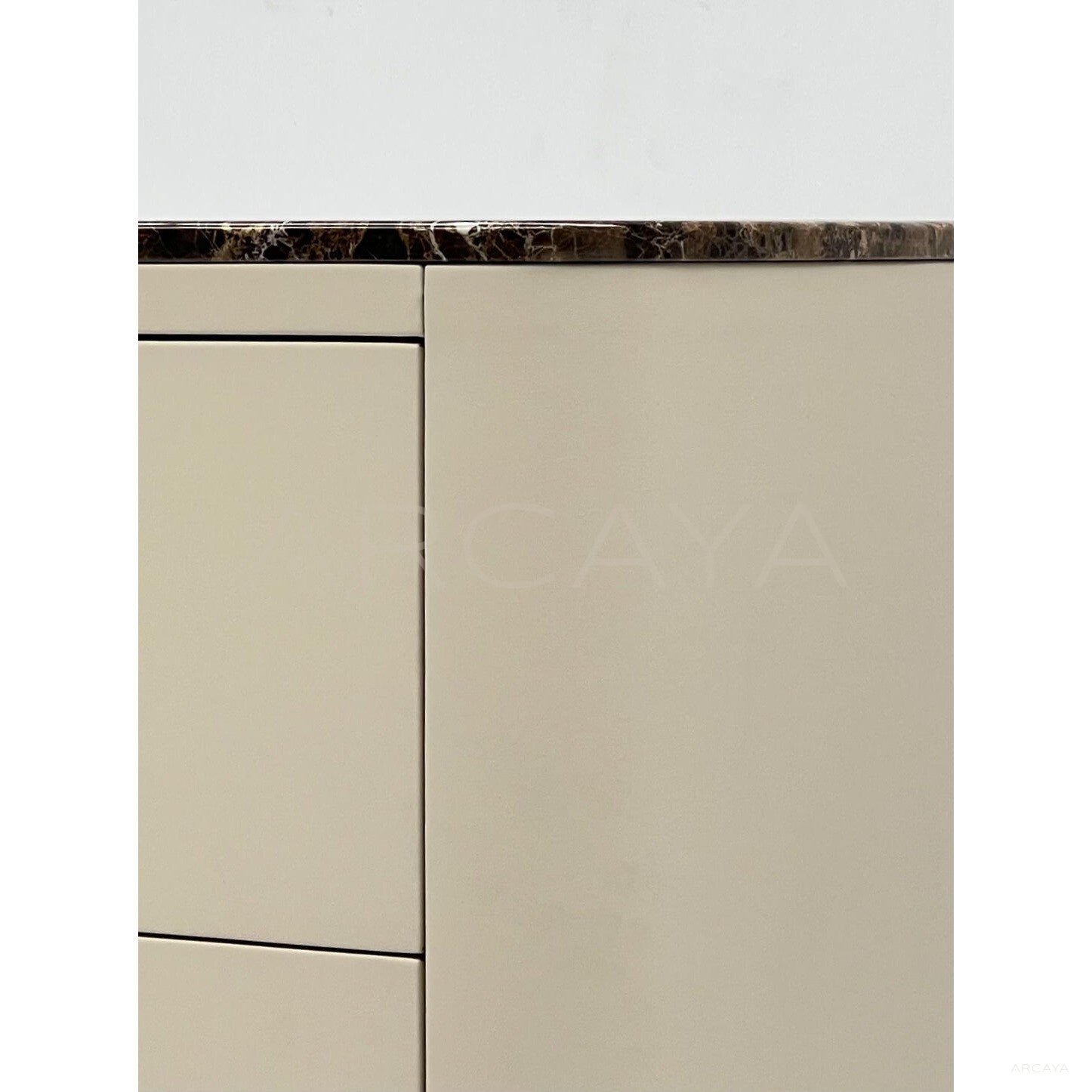 Marble Top Four Drawer Leather Chest - scene