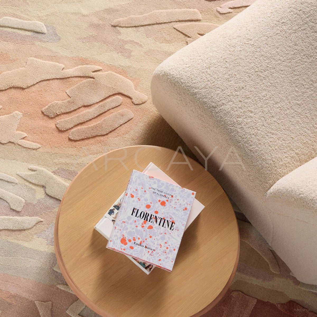 Wood Wabi Sabi Cream Style Rug - scene