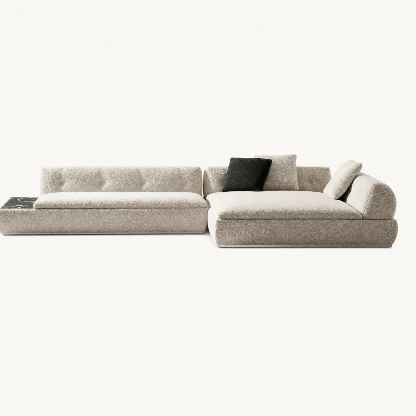 Marble side tray L-shaped modular sofa