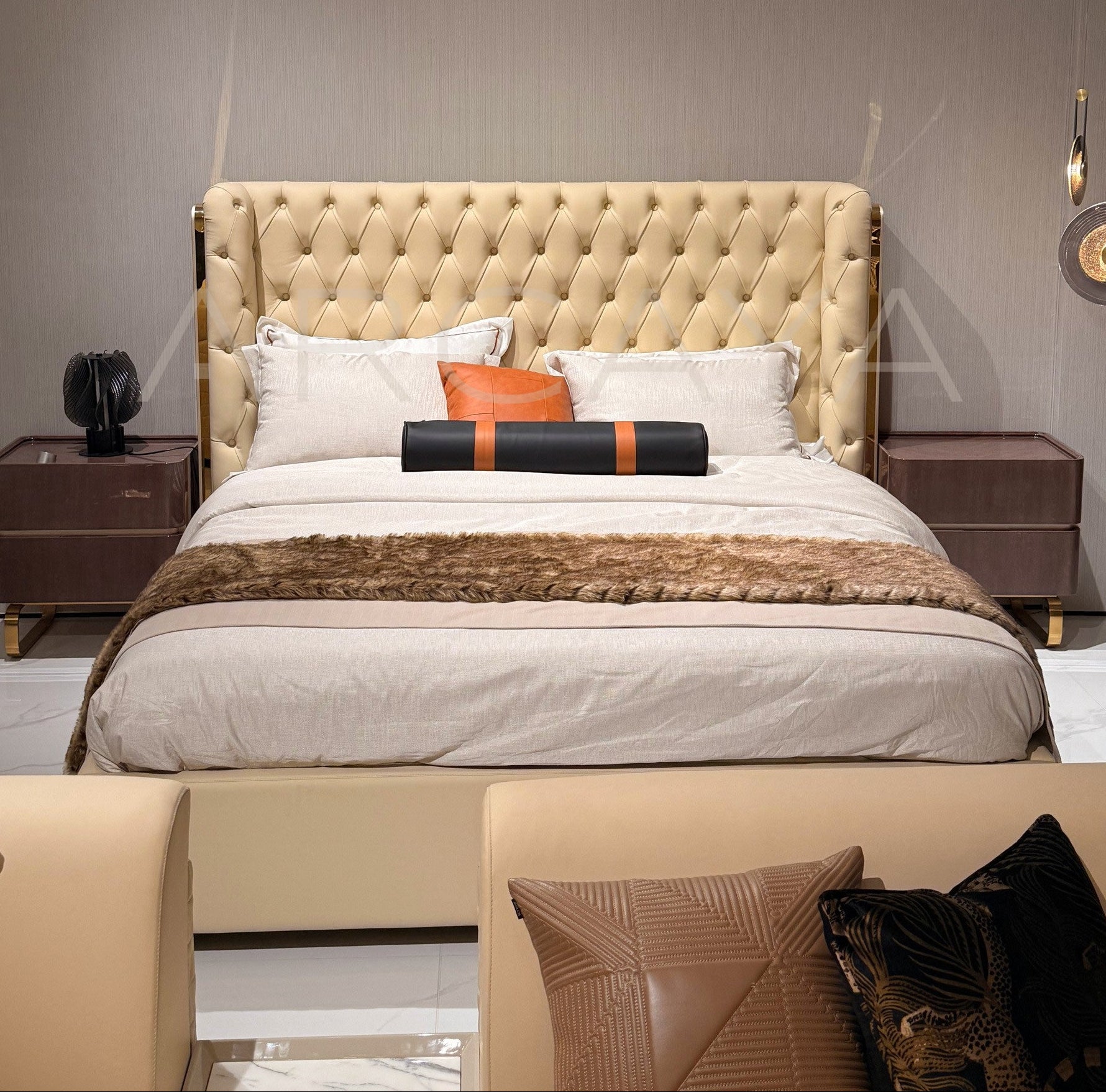 Bella Italian Leather Bed - scene